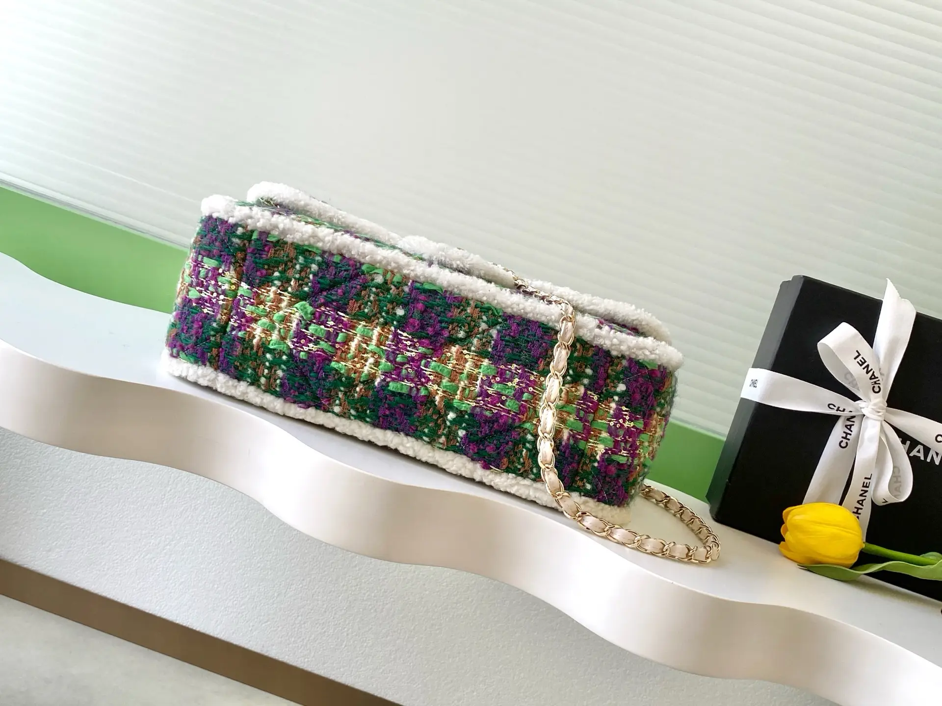 Chanel Maxi Flap Bag Tweed AS5687 Green