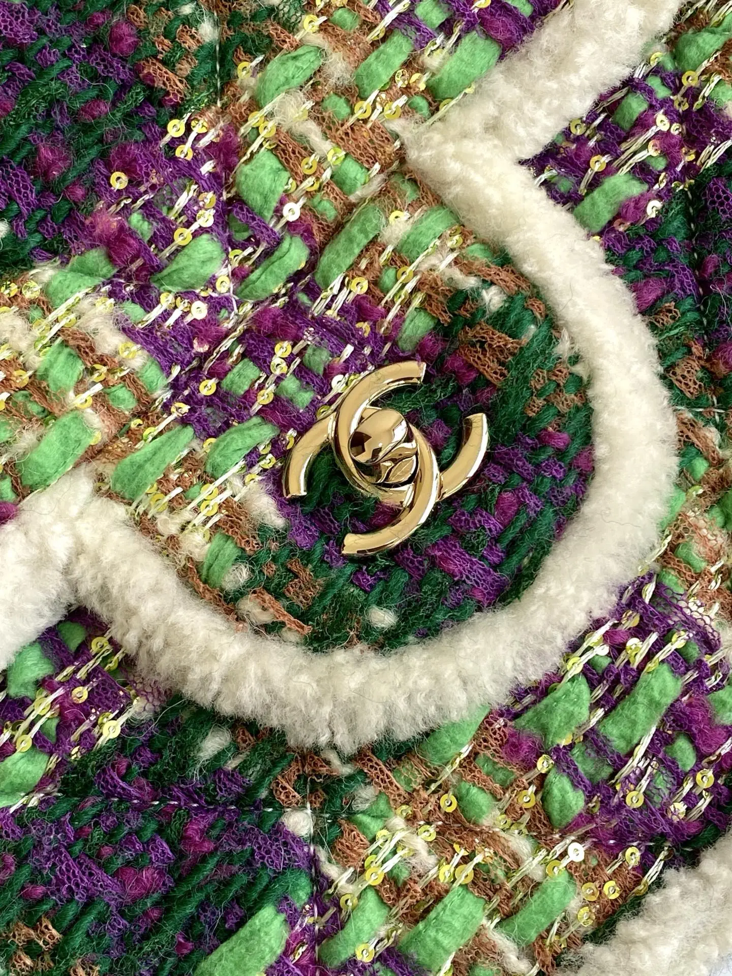 Chanel Maxi Flap Bag Tweed AS5687 Green