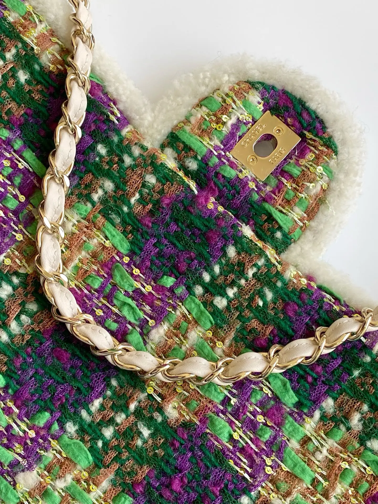 Chanel Maxi Flap Bag Tweed AS5687 Green