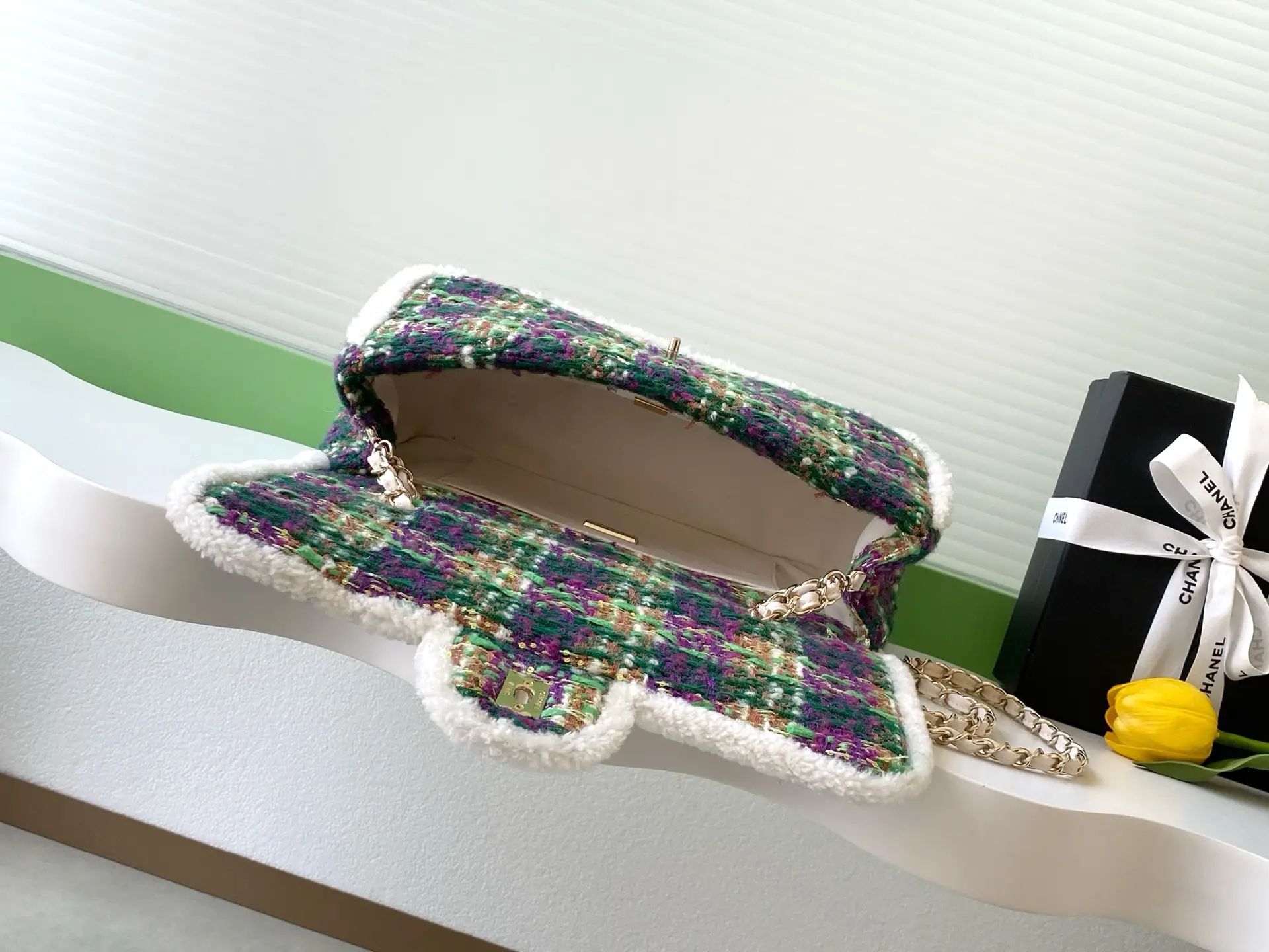 Chanel Maxi Flap Bag Tweed AS5687 Green