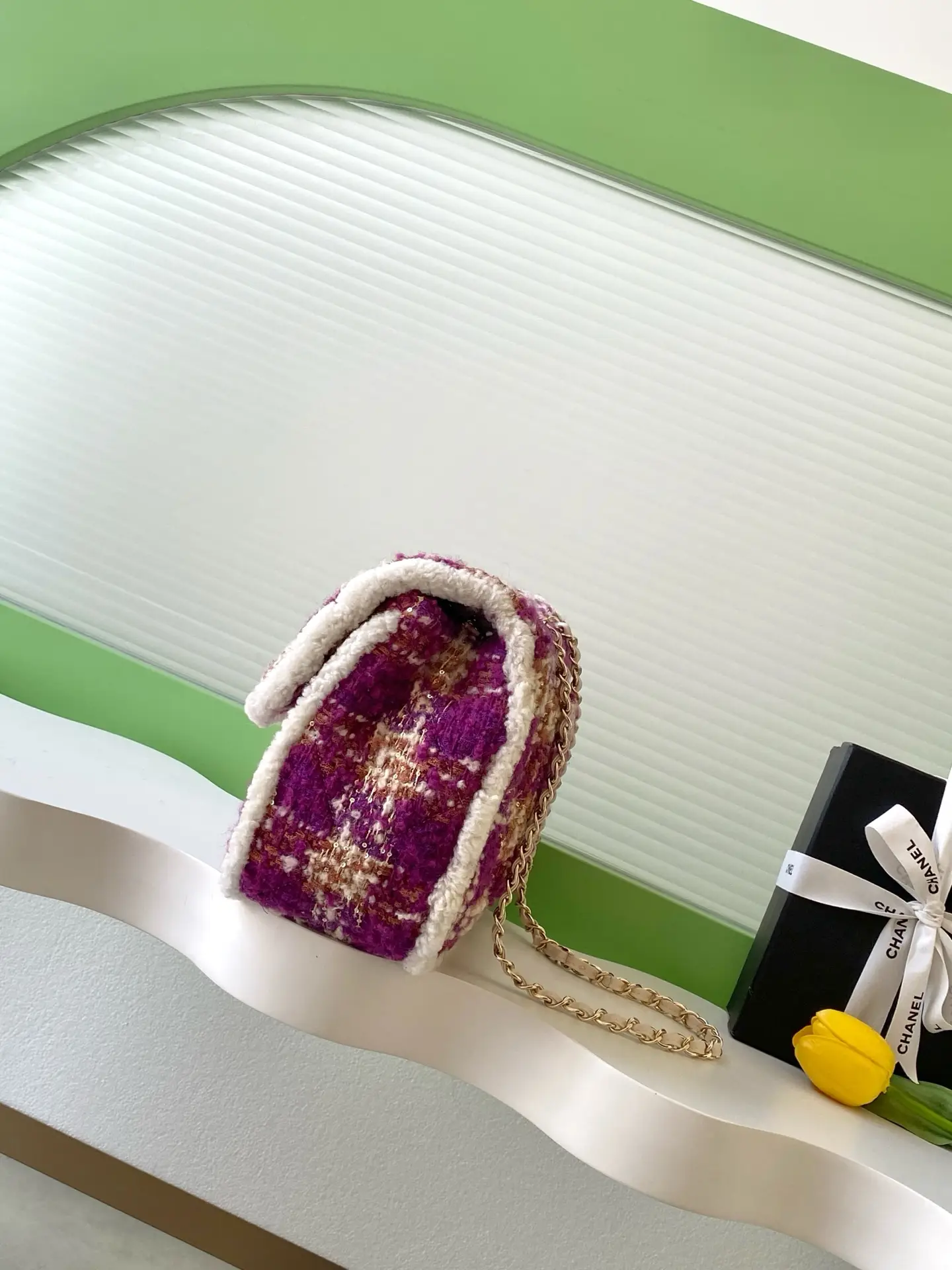 Chanel Maxi Flap Bag Tweed AS5687 Pink