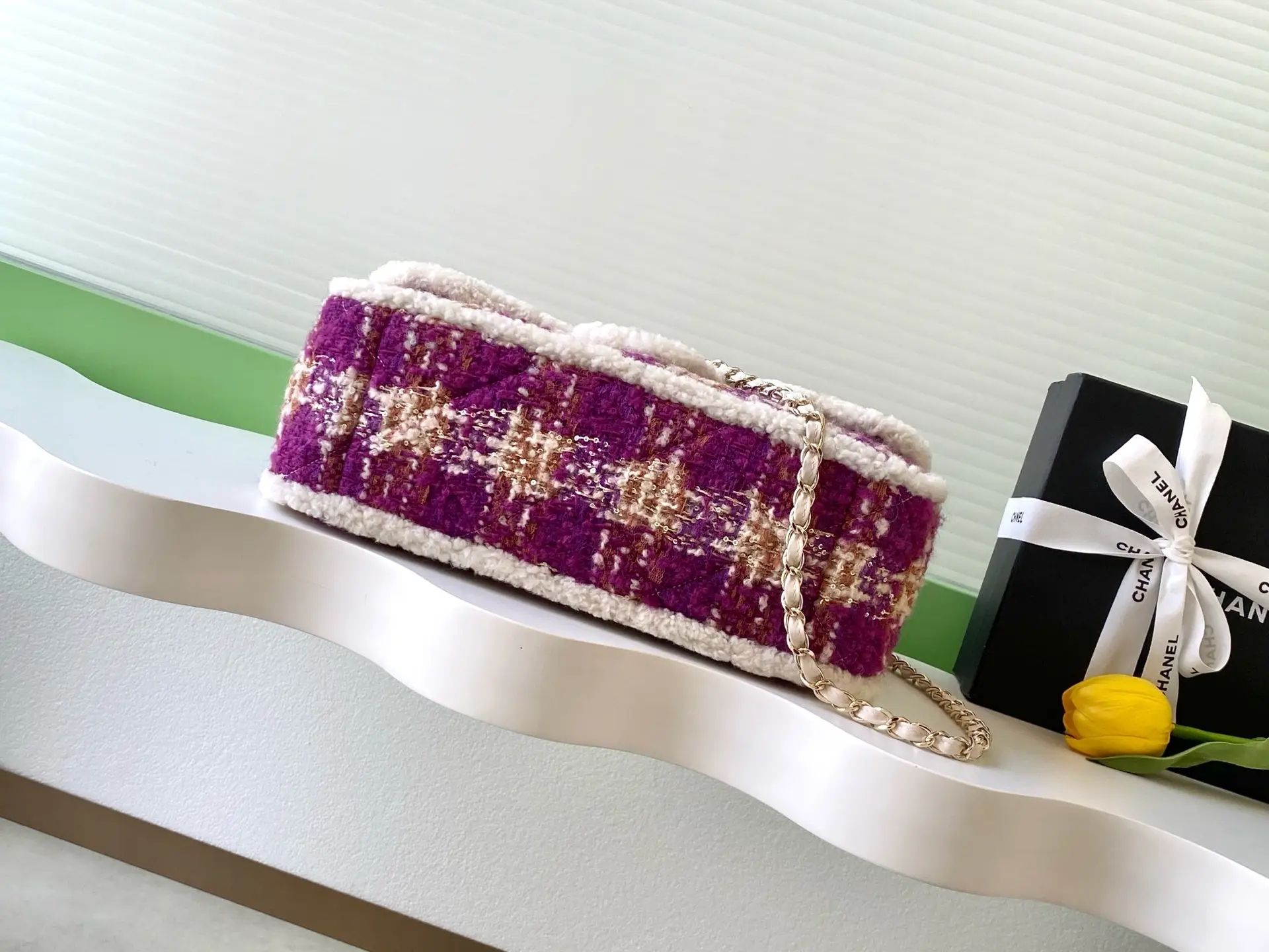 Chanel Maxi Flap Bag Tweed AS5687 Pink