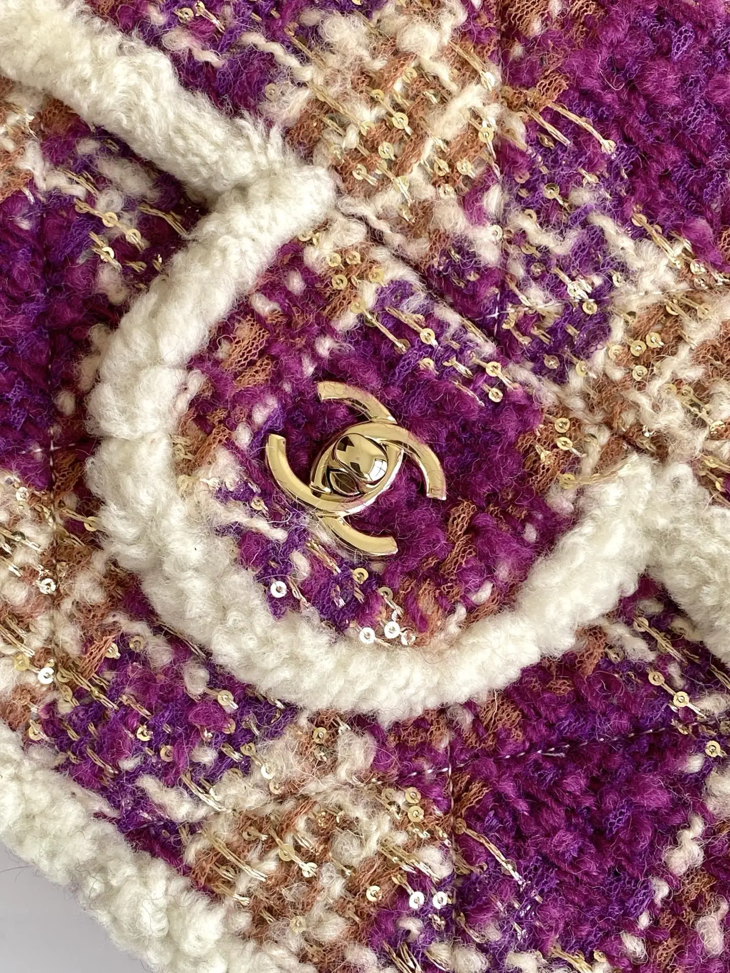 Chanel Maxi Flap Bag Tweed AS5687 Pink