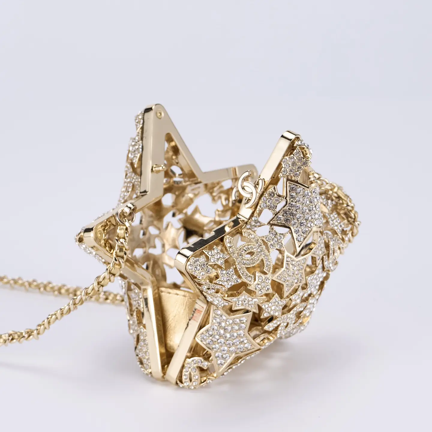 Chanel Openwork Star-Studded Evening Bag Gold