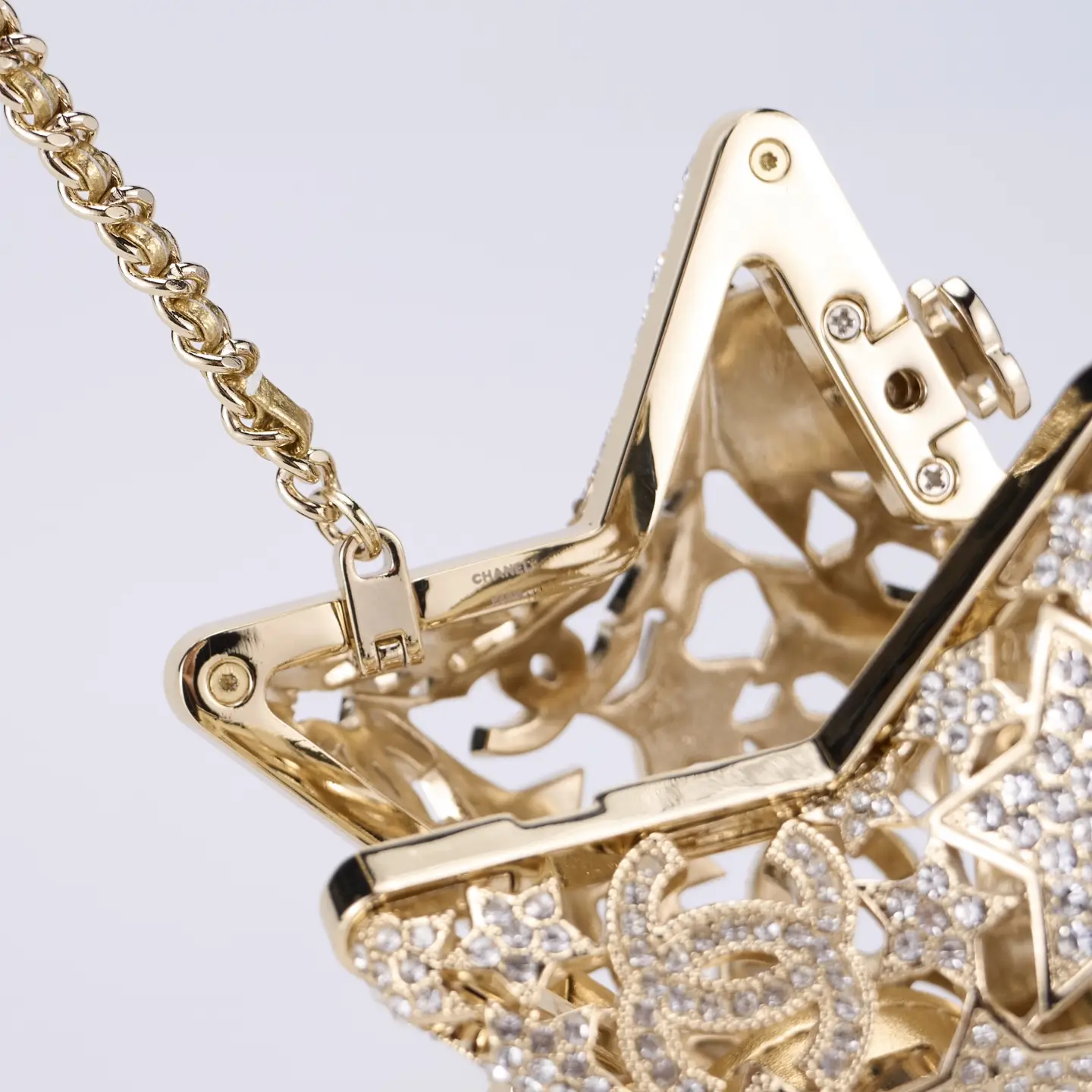 Chanel Openwork Star-Studded Evening Bag Gold