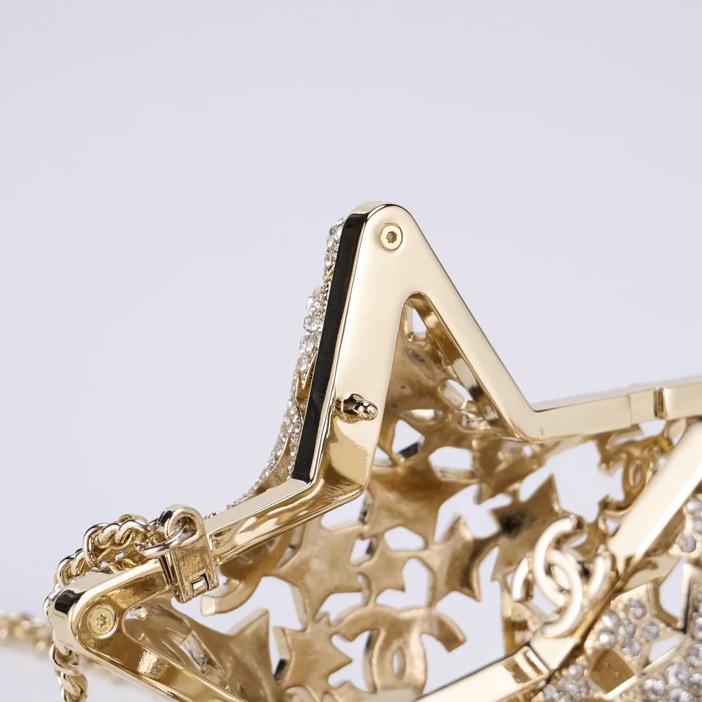 Chanel Openwork Star-Studded Evening Bag Gold