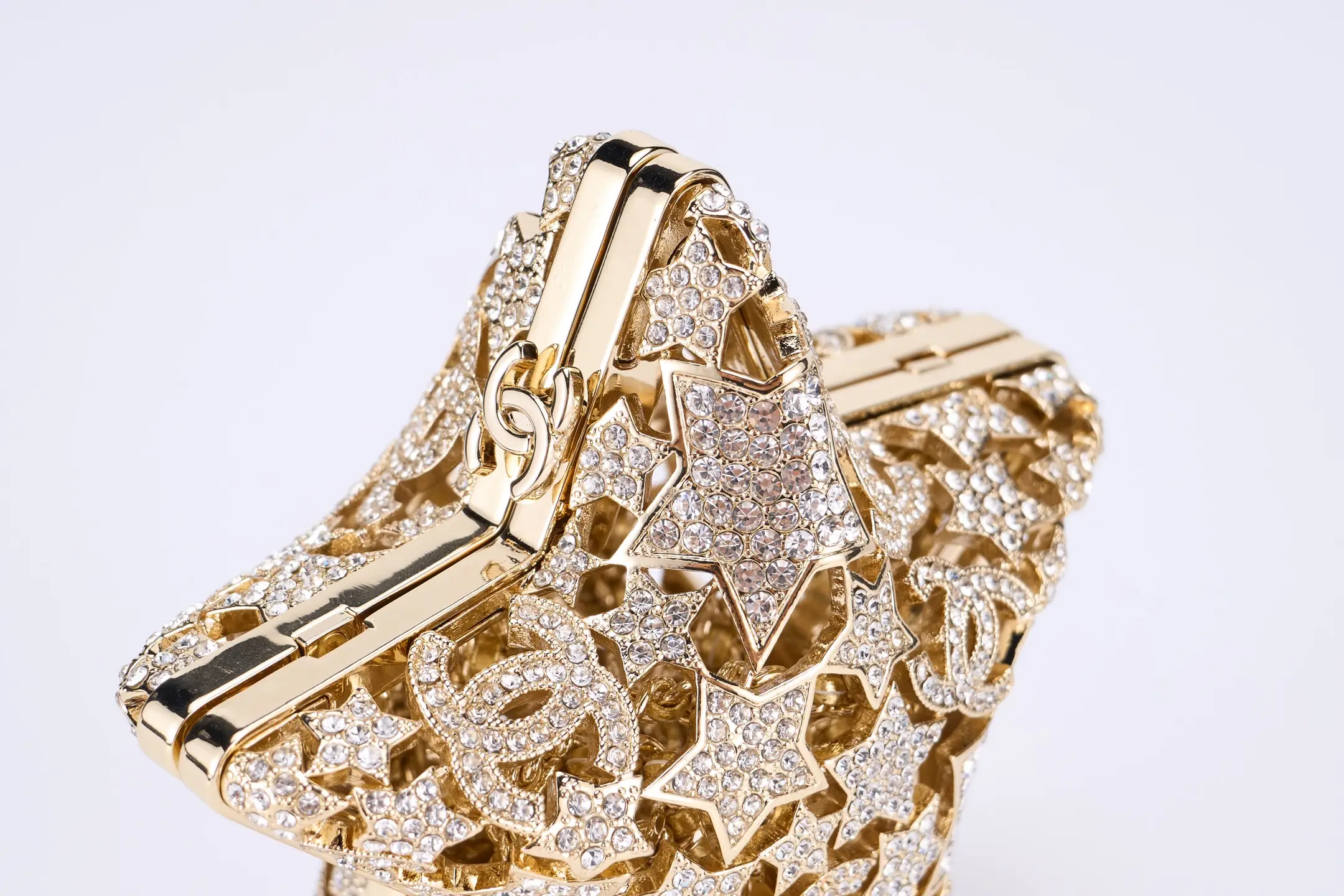 Chanel Openwork Star-Studded Evening Bag Gold