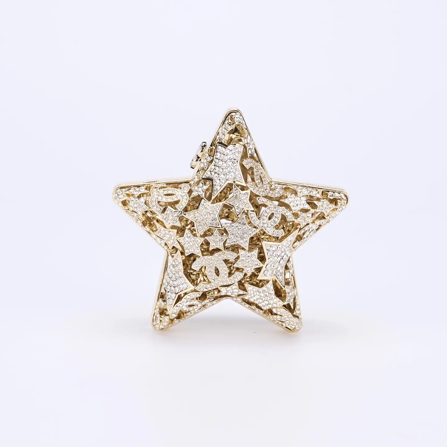 Chanel Openwork Star-Studded Evening Bag Gold
