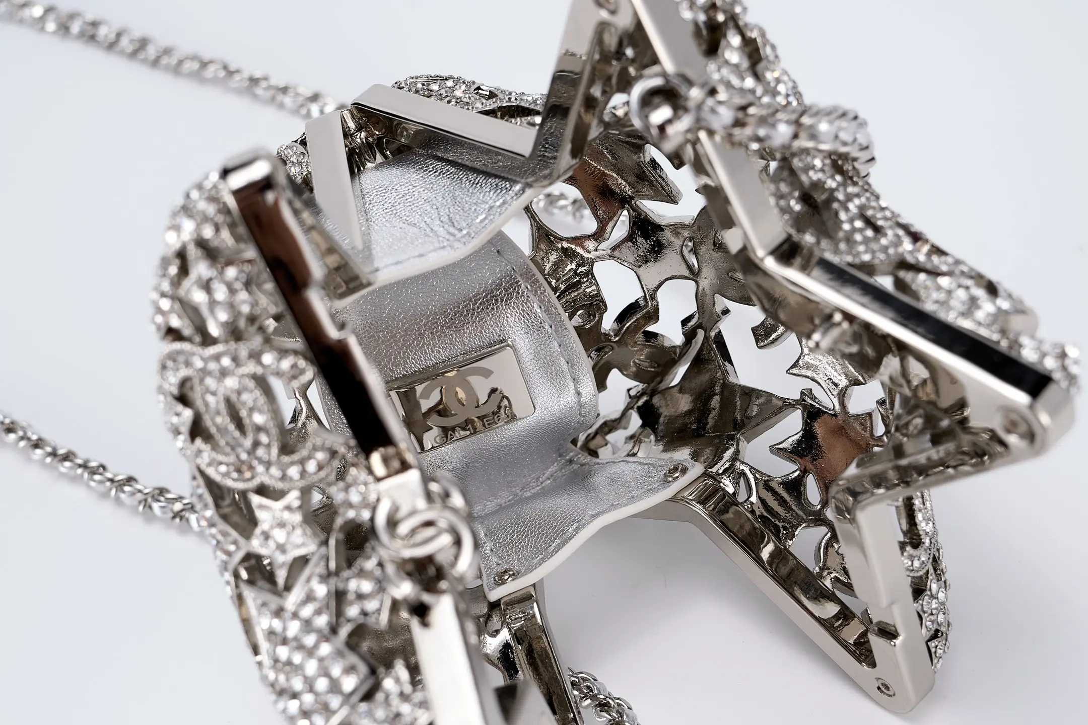 Chanel Openwork Star-Studded Evening Bag Silver