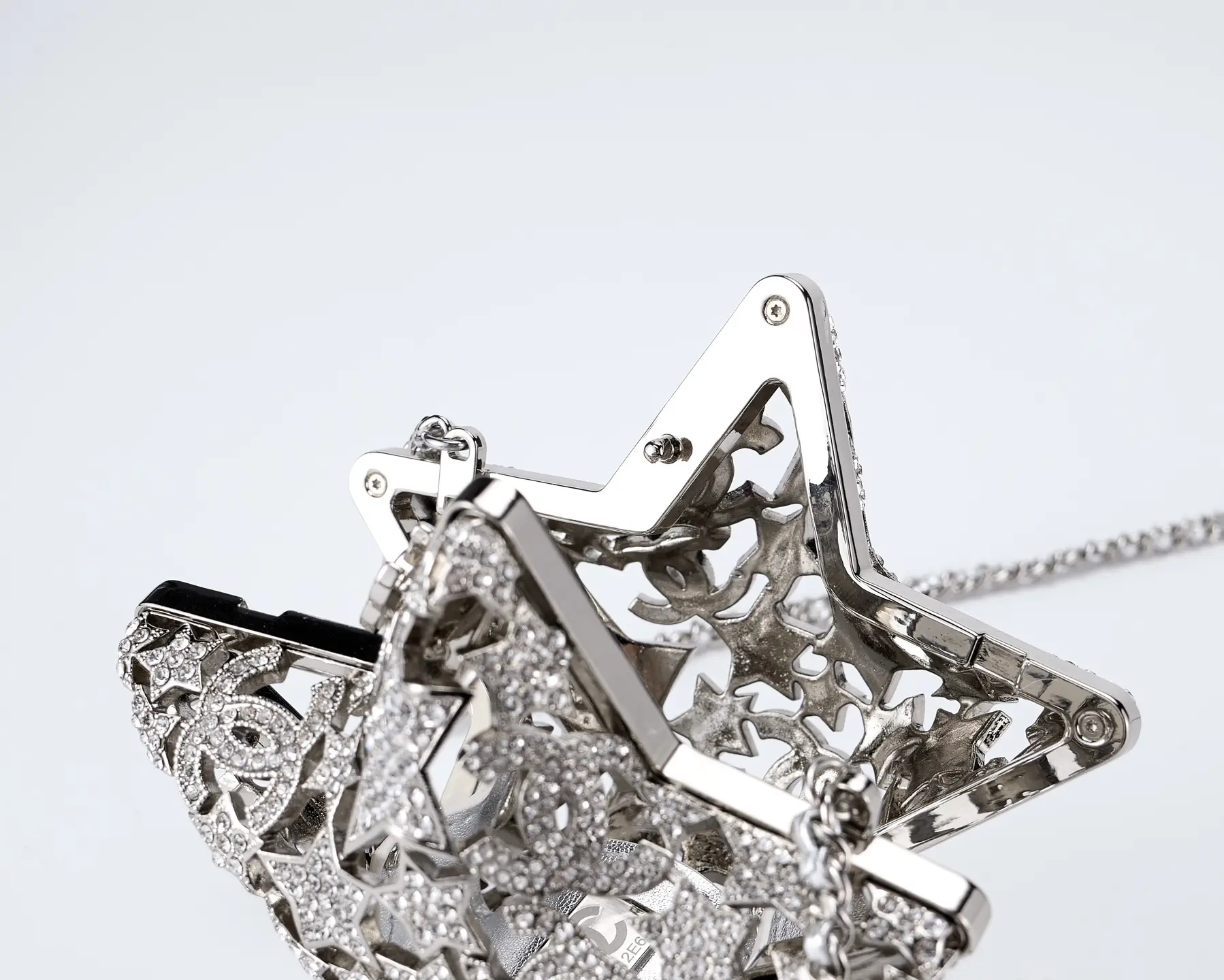 Chanel Openwork Star-Studded Evening Bag Silver