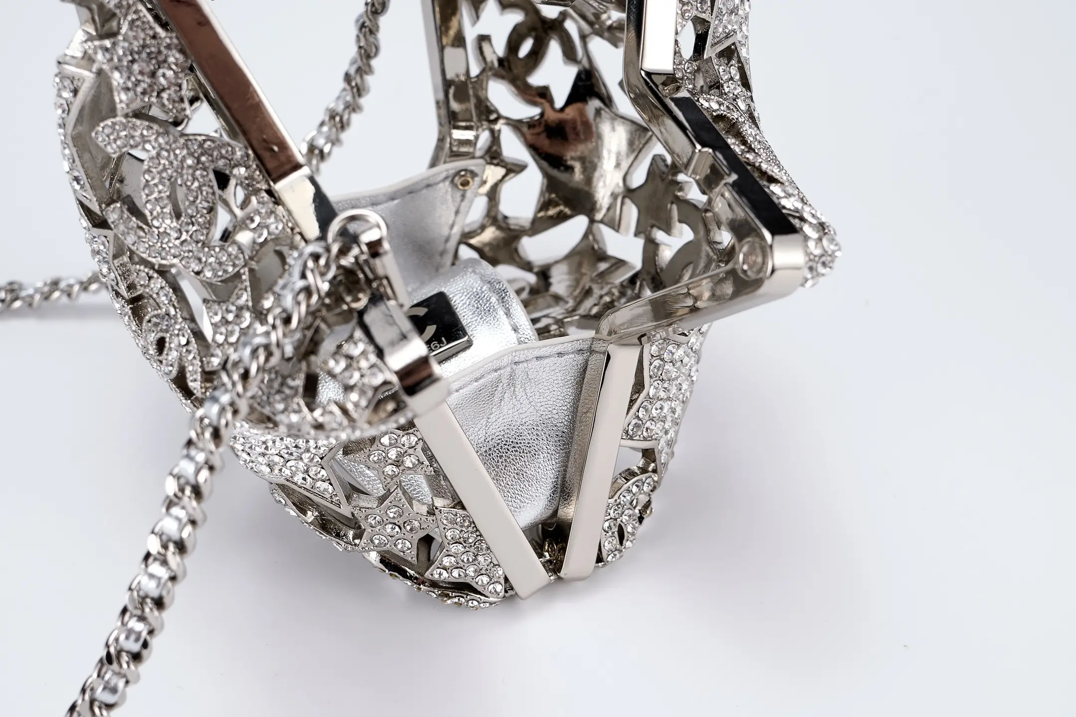 Chanel Openwork Star-Studded Evening Bag Silver