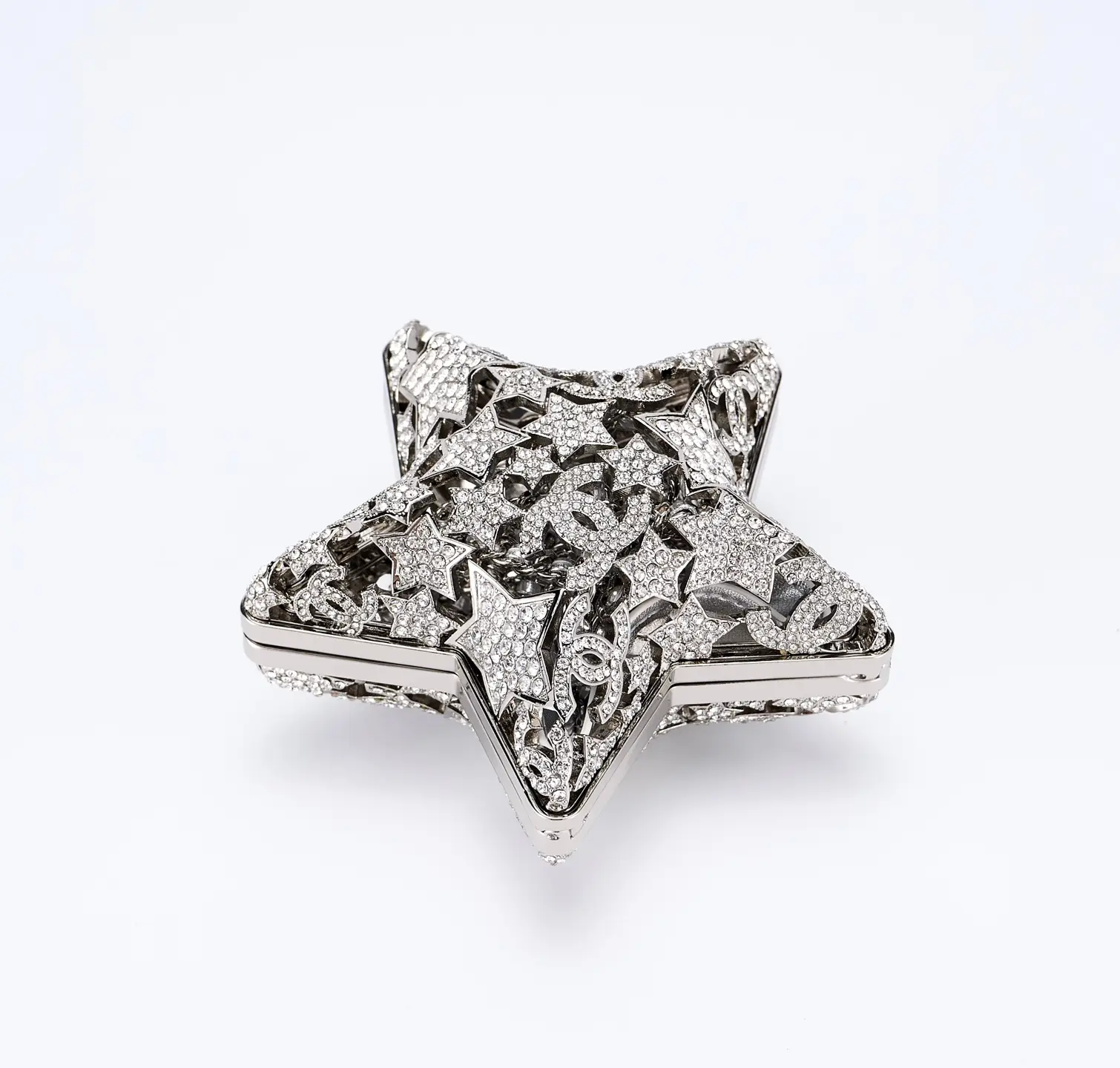 Chanel Openwork Star-Studded Evening Bag Silver