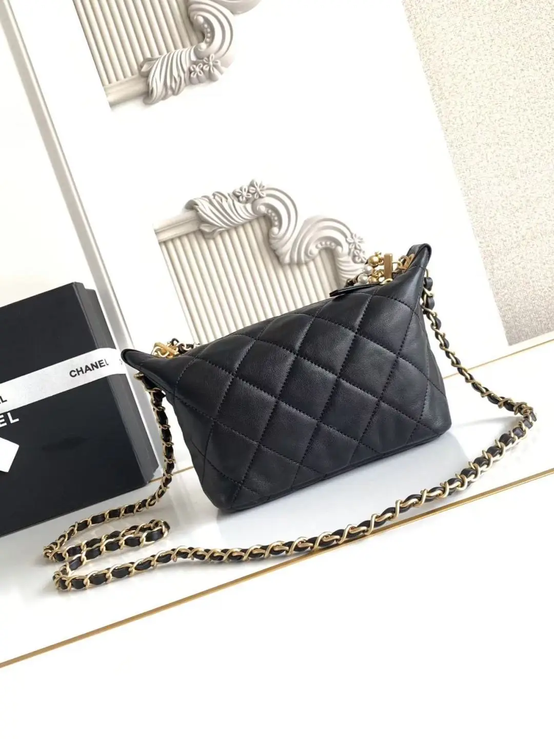 Chanel Pearl Chain Hobo Bag AS5898 Black