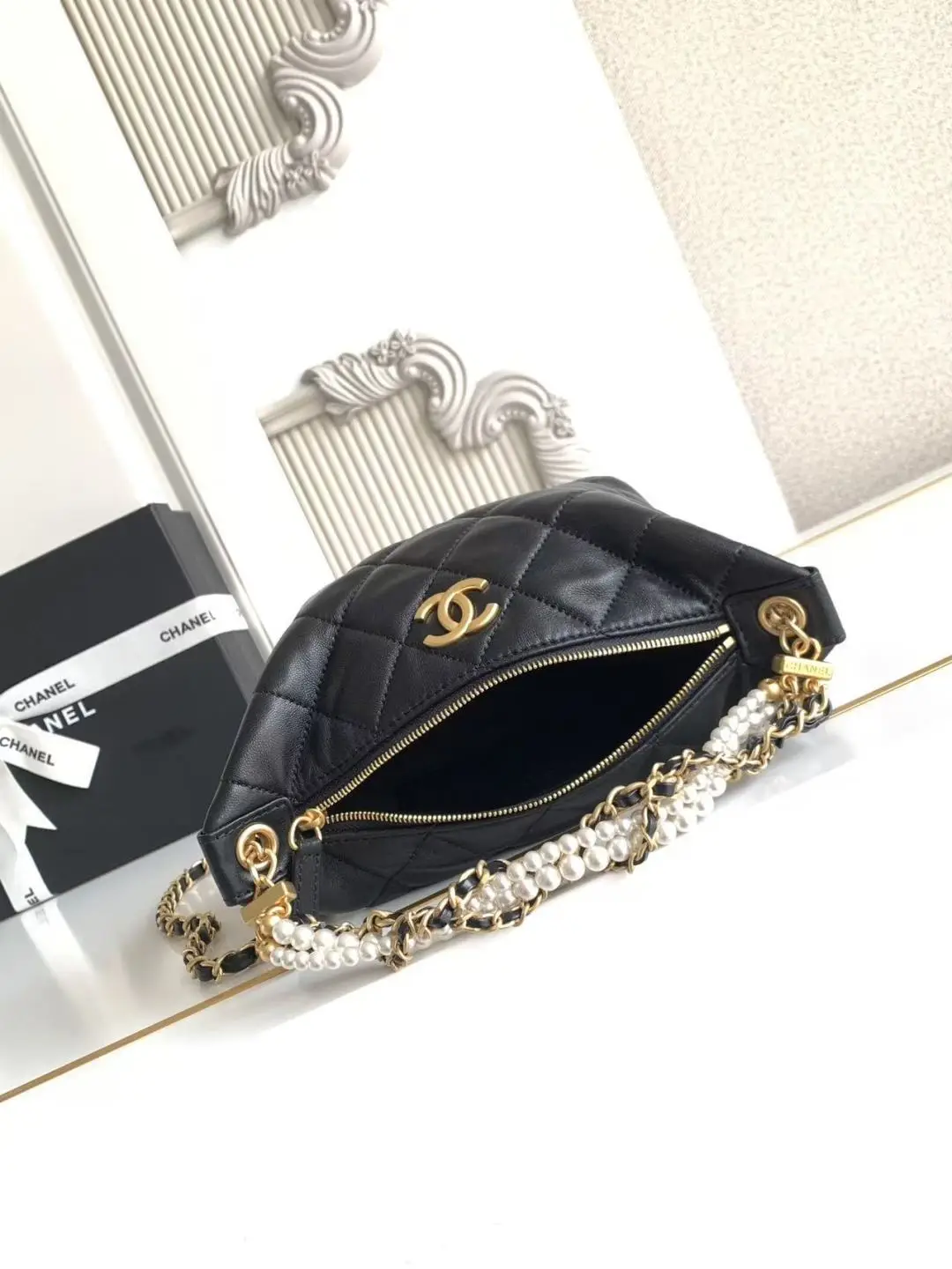 Chanel Pearl Chain Hobo Bag AS5898 Black