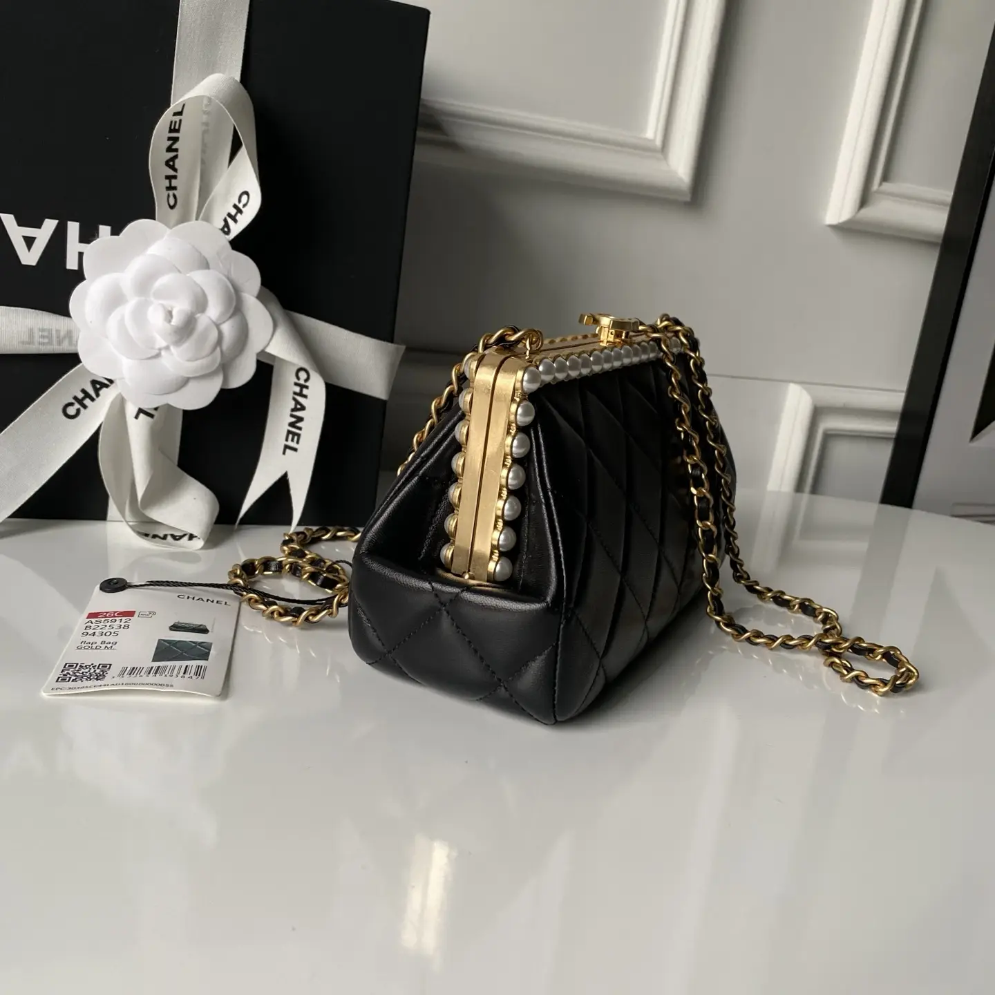 Chanel Pearl Evening Bag AS5912 Black