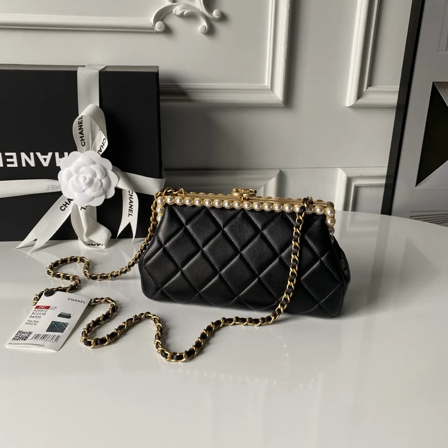 Chanel Pearl Evening Bag AS5912 Black