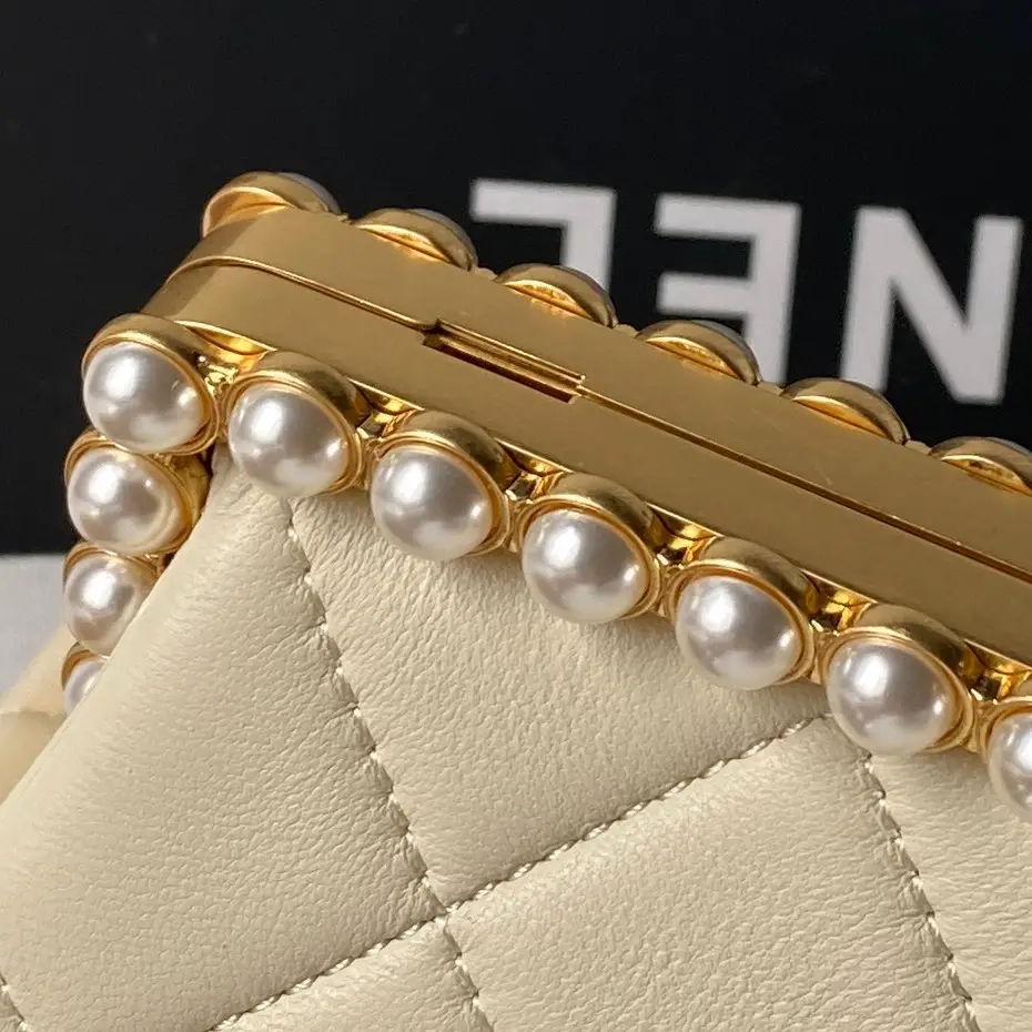 Chanel Pearl Evening Bag AS5912 Light Yellow