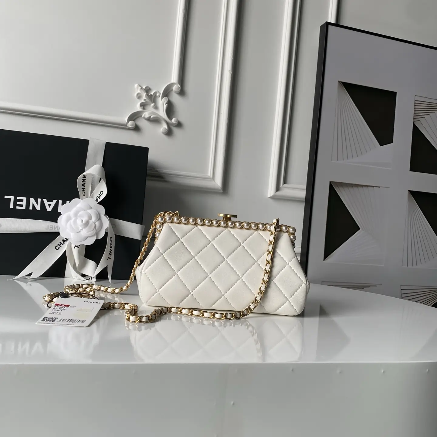 Chanel Pearl Evening Bag AS5912 White