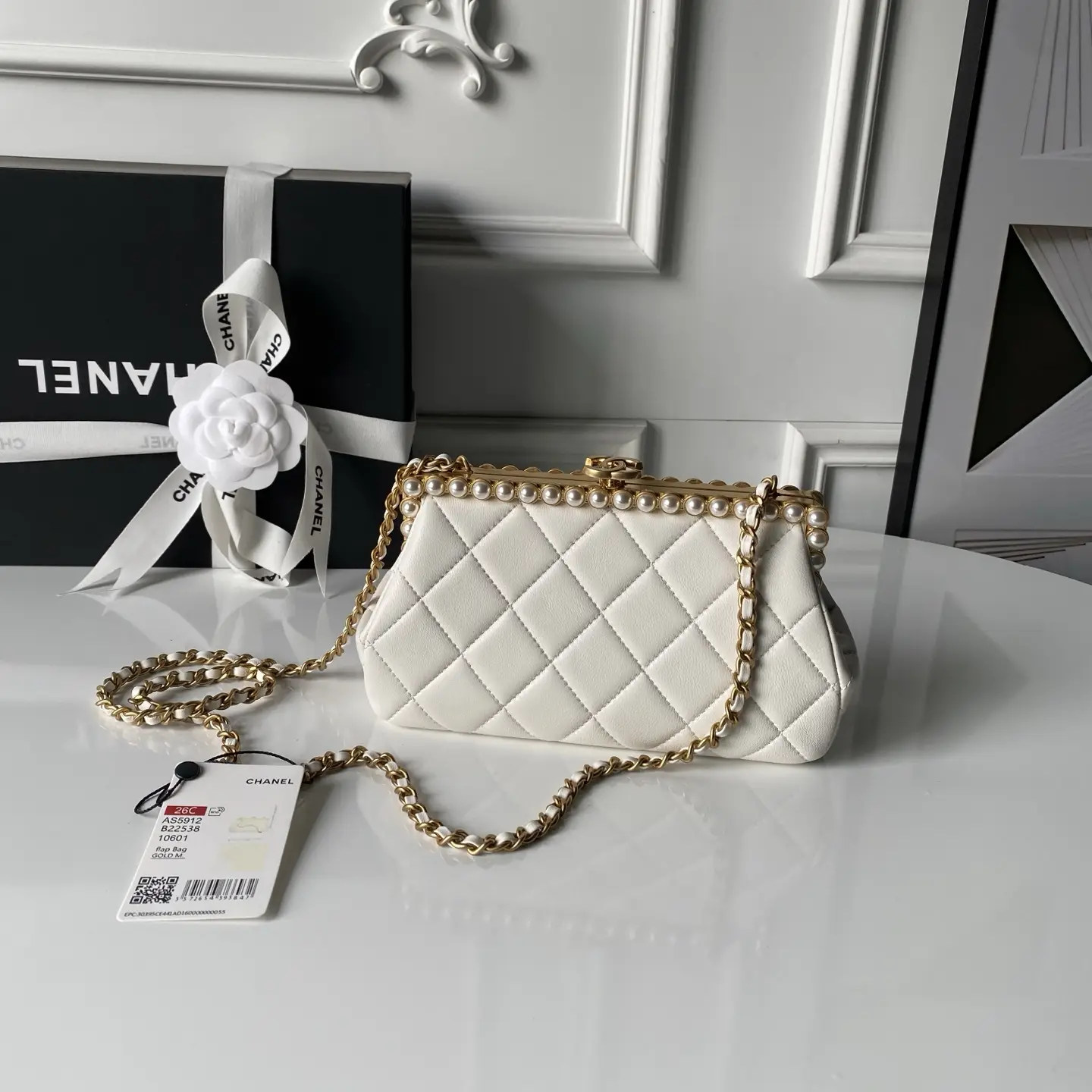 Chanel Pearl Evening Bag AS5912 White