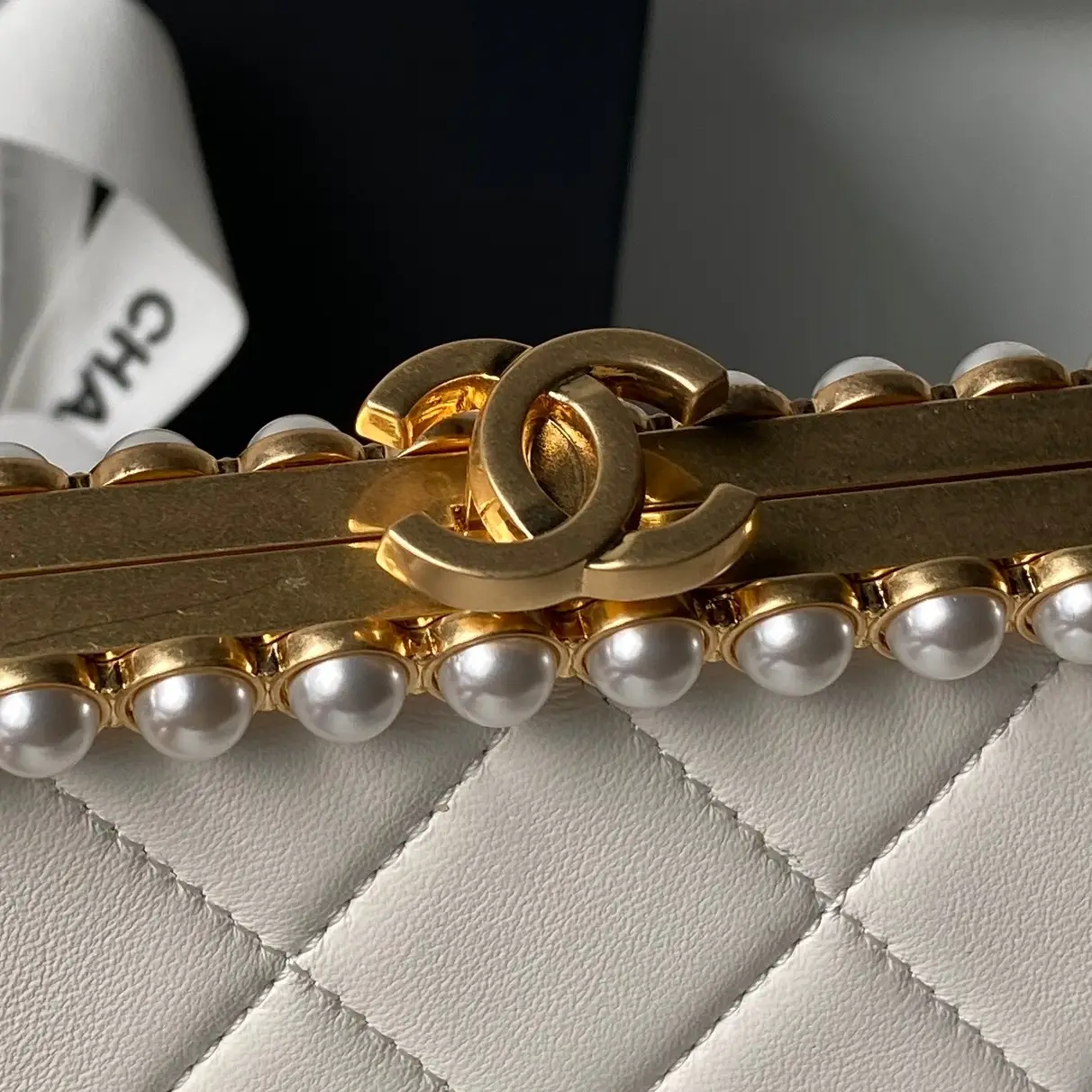 Chanel Pearl Evening Bag AS5912 White