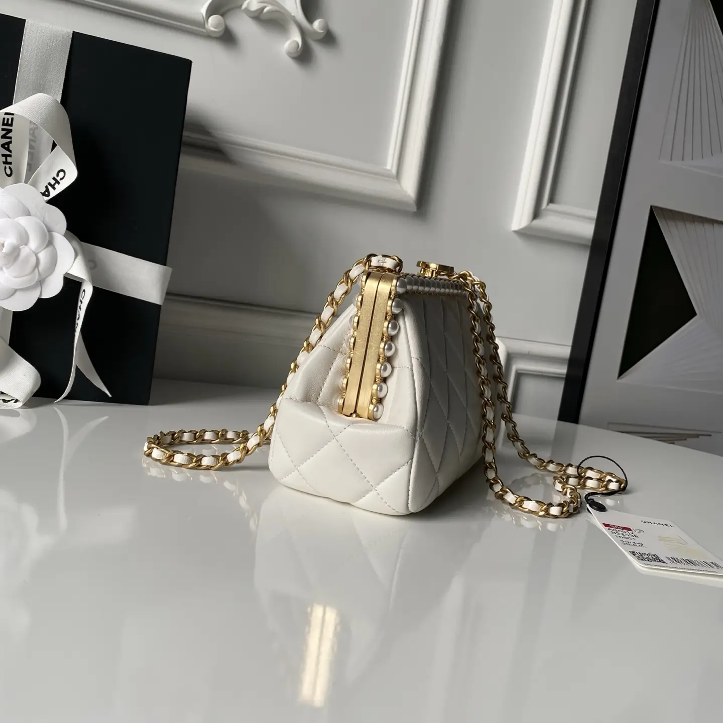 Chanel Pearl Evening Bag AS5912 White