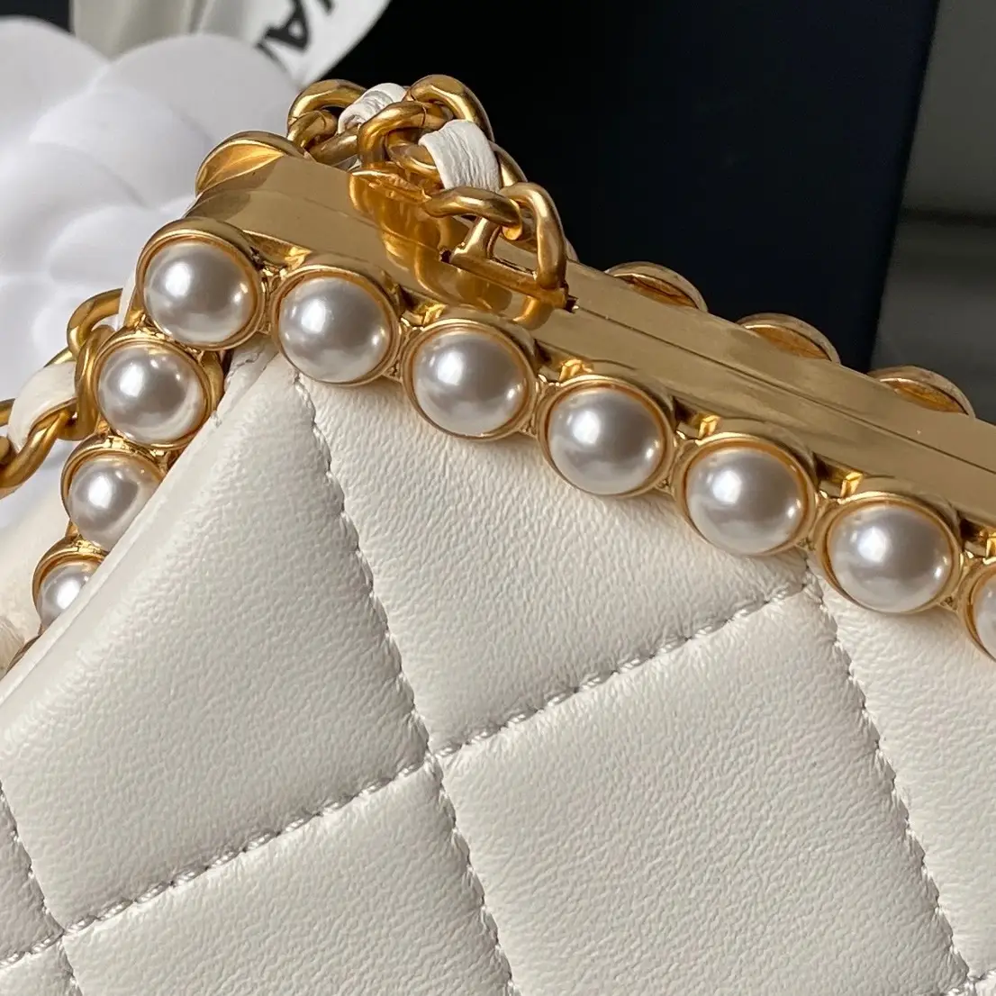 Chanel Pearl Evening Bag AS5912 White