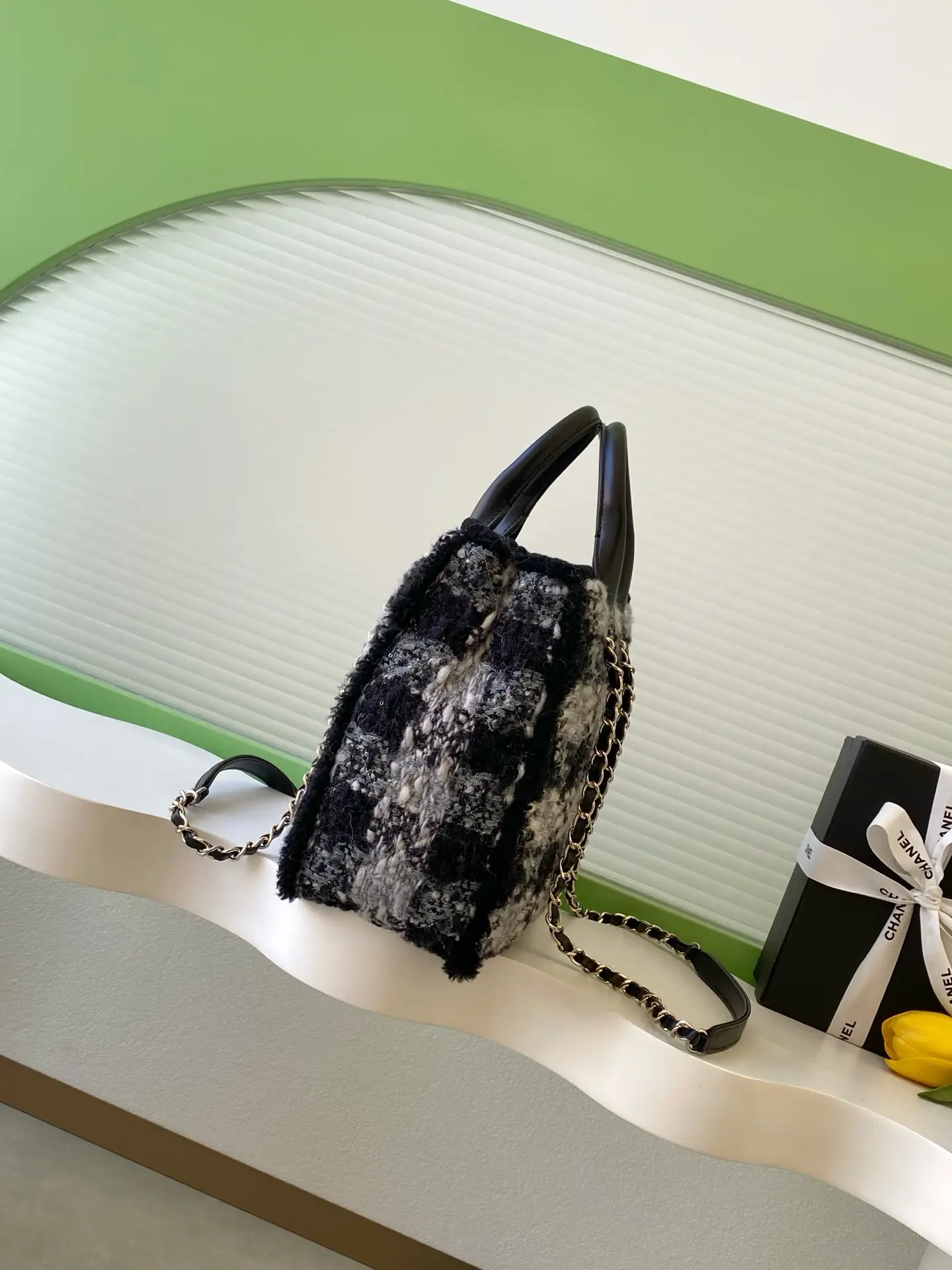 Chanel Small Shopping Bag Tweed AS5688 Black