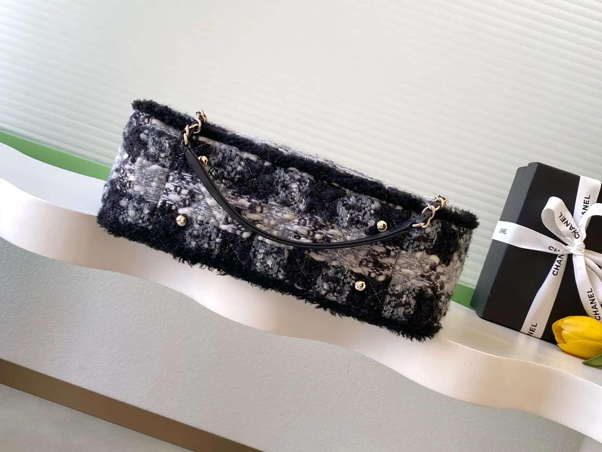 Chanel Small Shopping Bag Tweed AS5688 Black