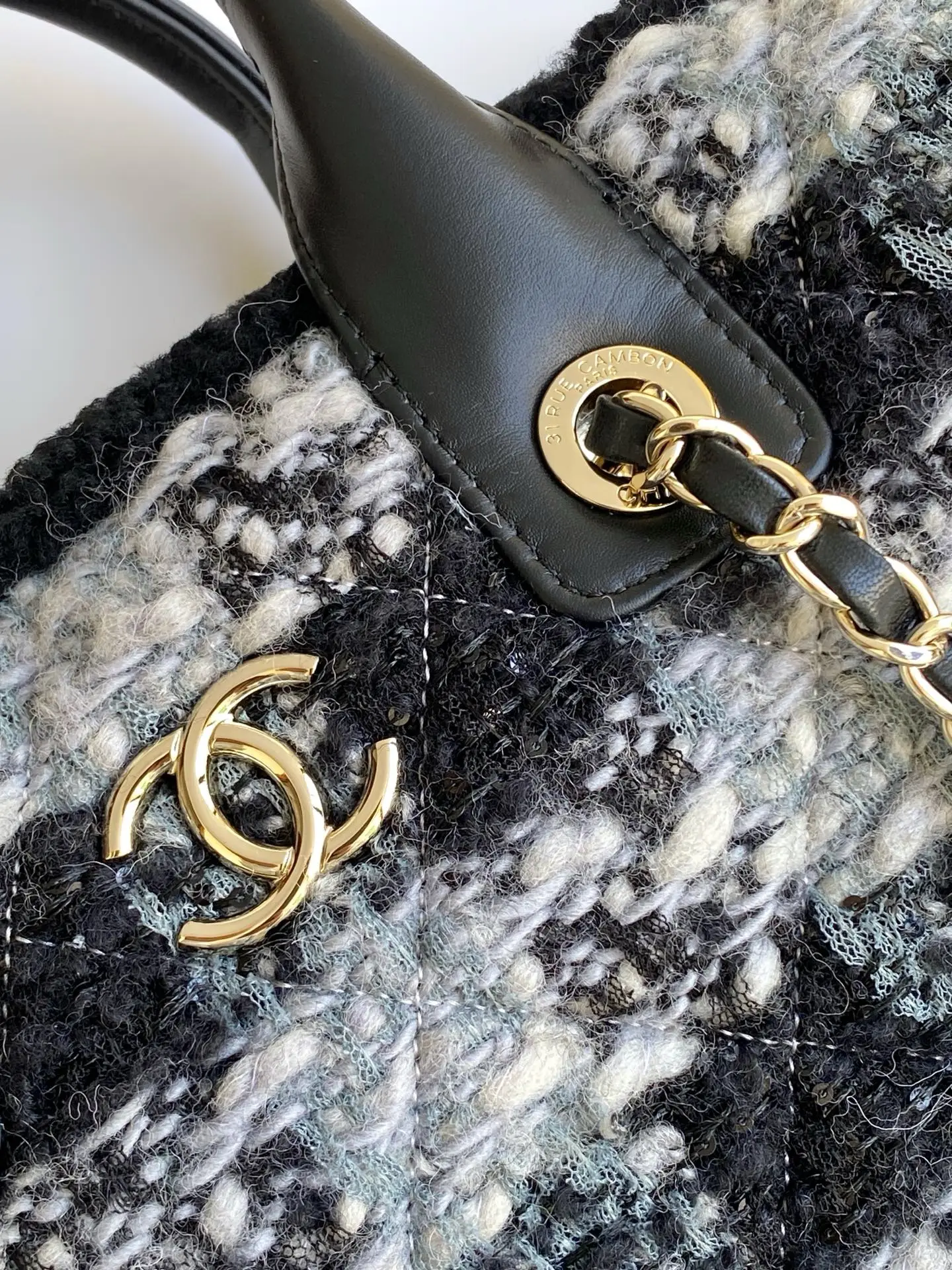 Chanel Small Shopping Bag Tweed AS5688 Black