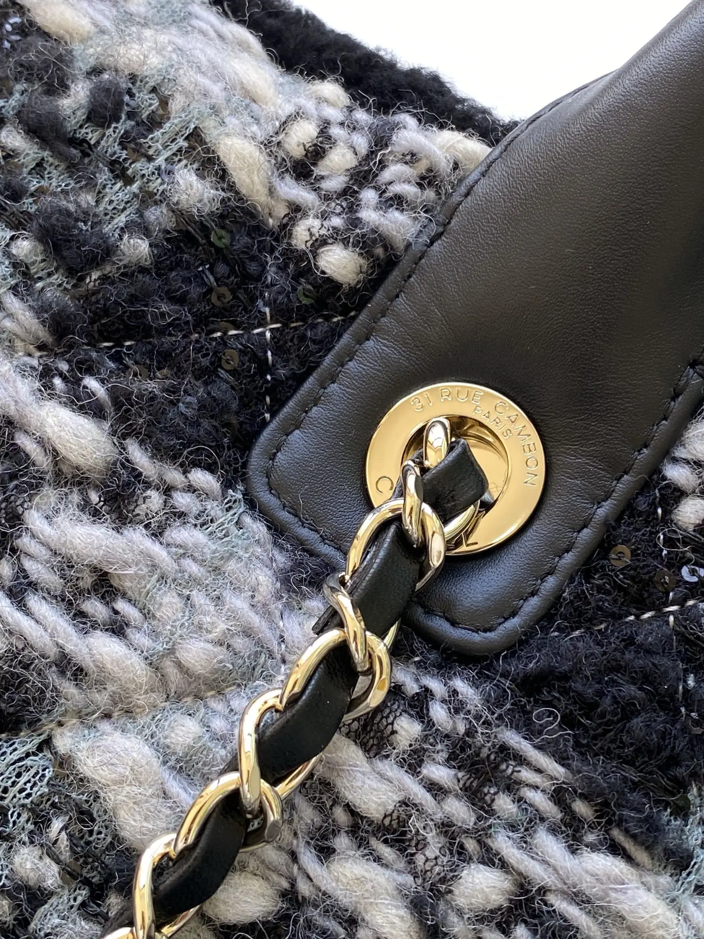 Chanel Small Shopping Bag Tweed AS5688 Black