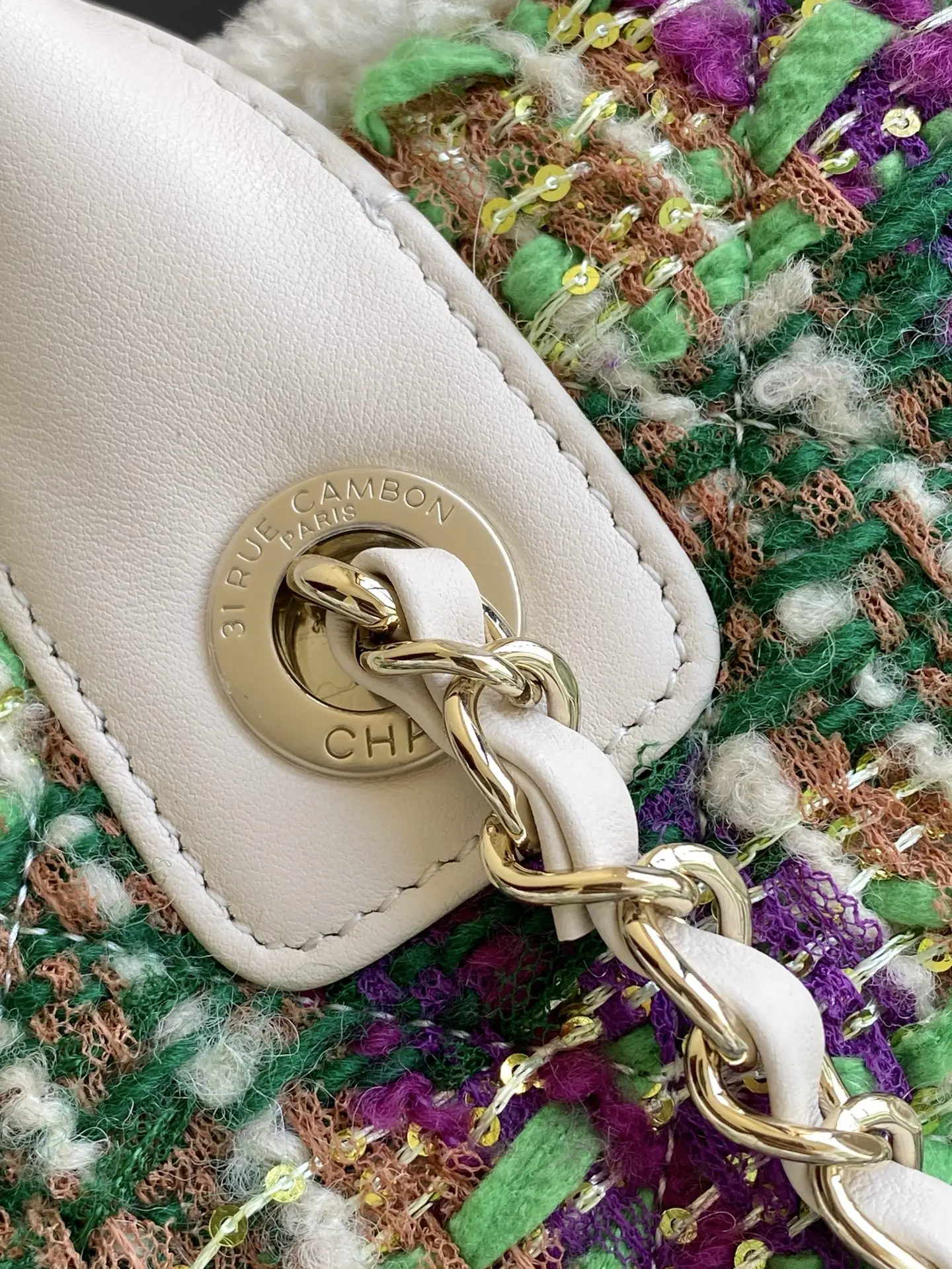 Chanel Small Shopping Bag Tweed AS5688 Green