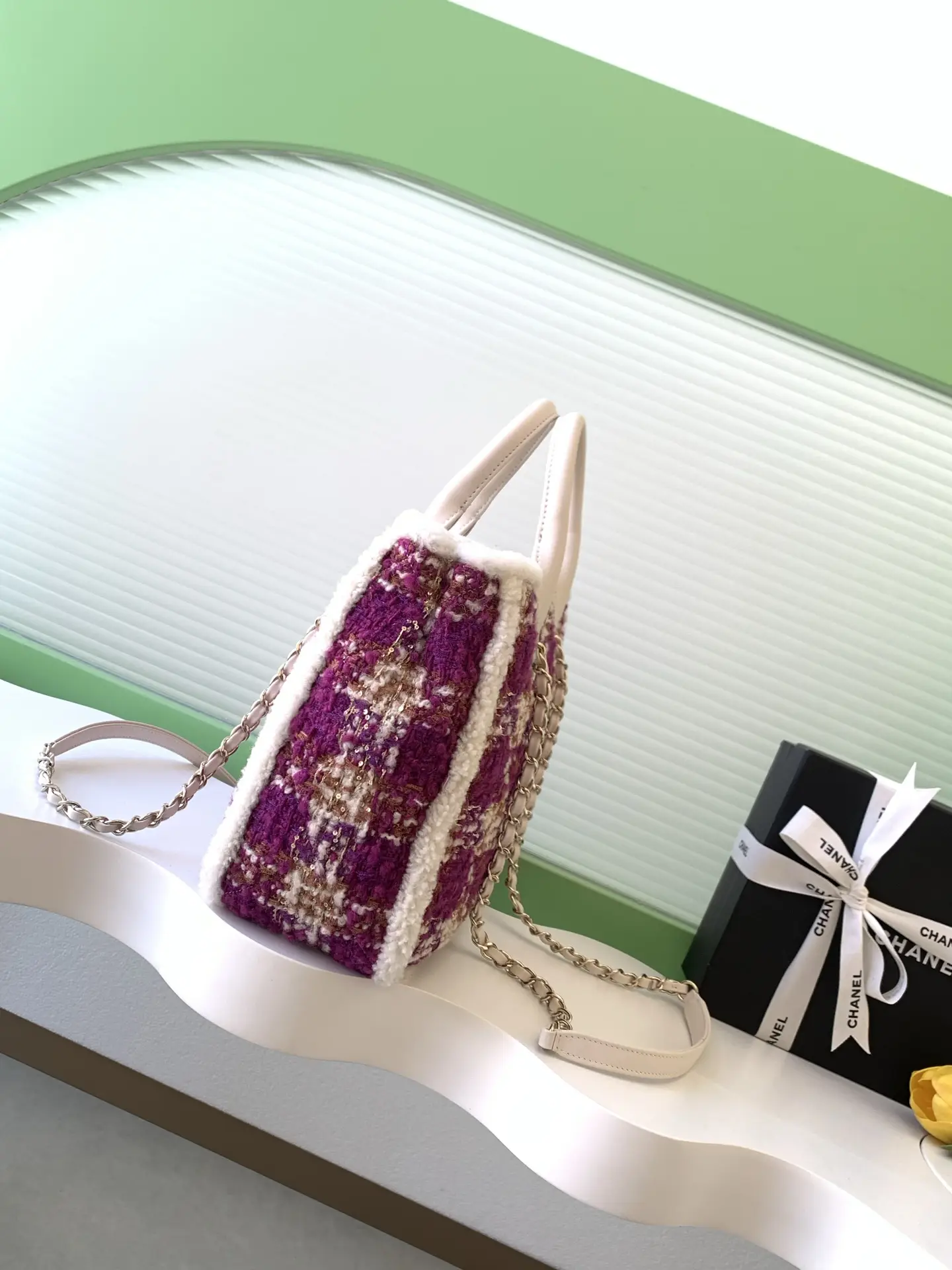 Chanel Small Shopping Bag Tweed AS5688 Pink