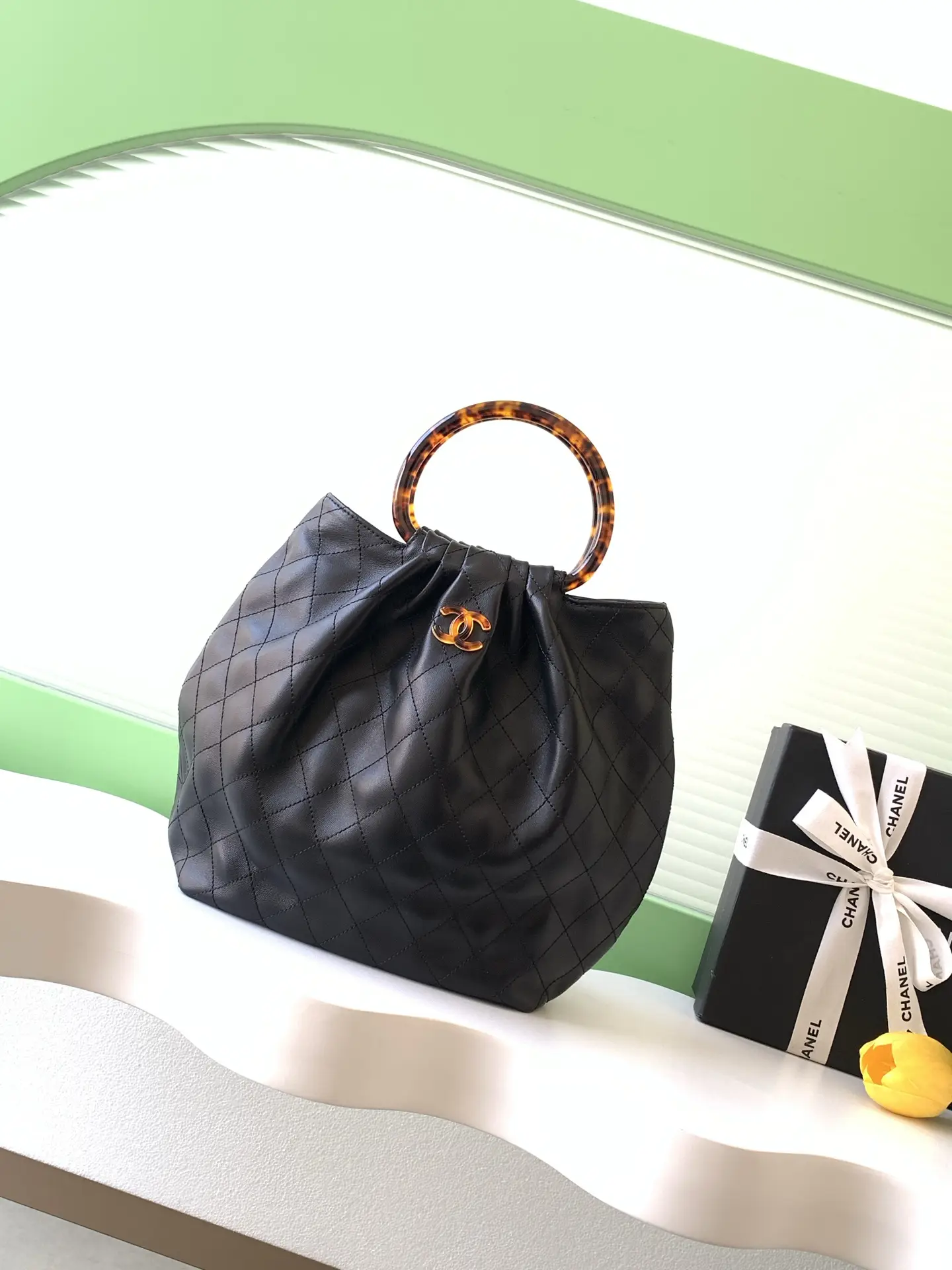 Chanel Tortoiseshell Handle Bag AS6010 Black