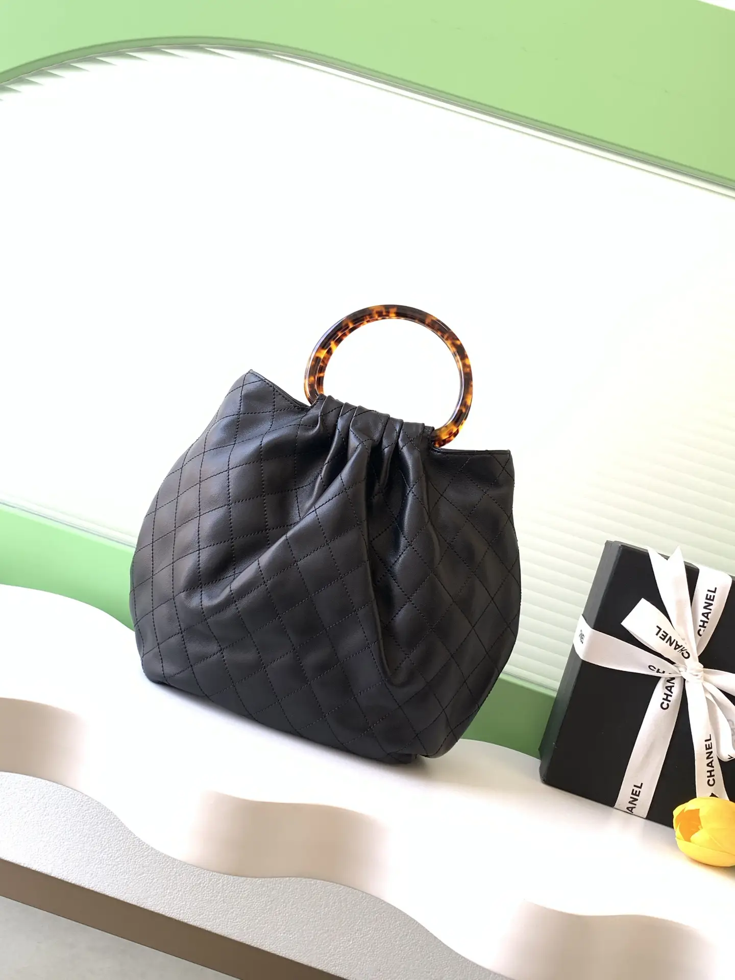 Chanel Tortoiseshell Handle Bag AS6010 Black