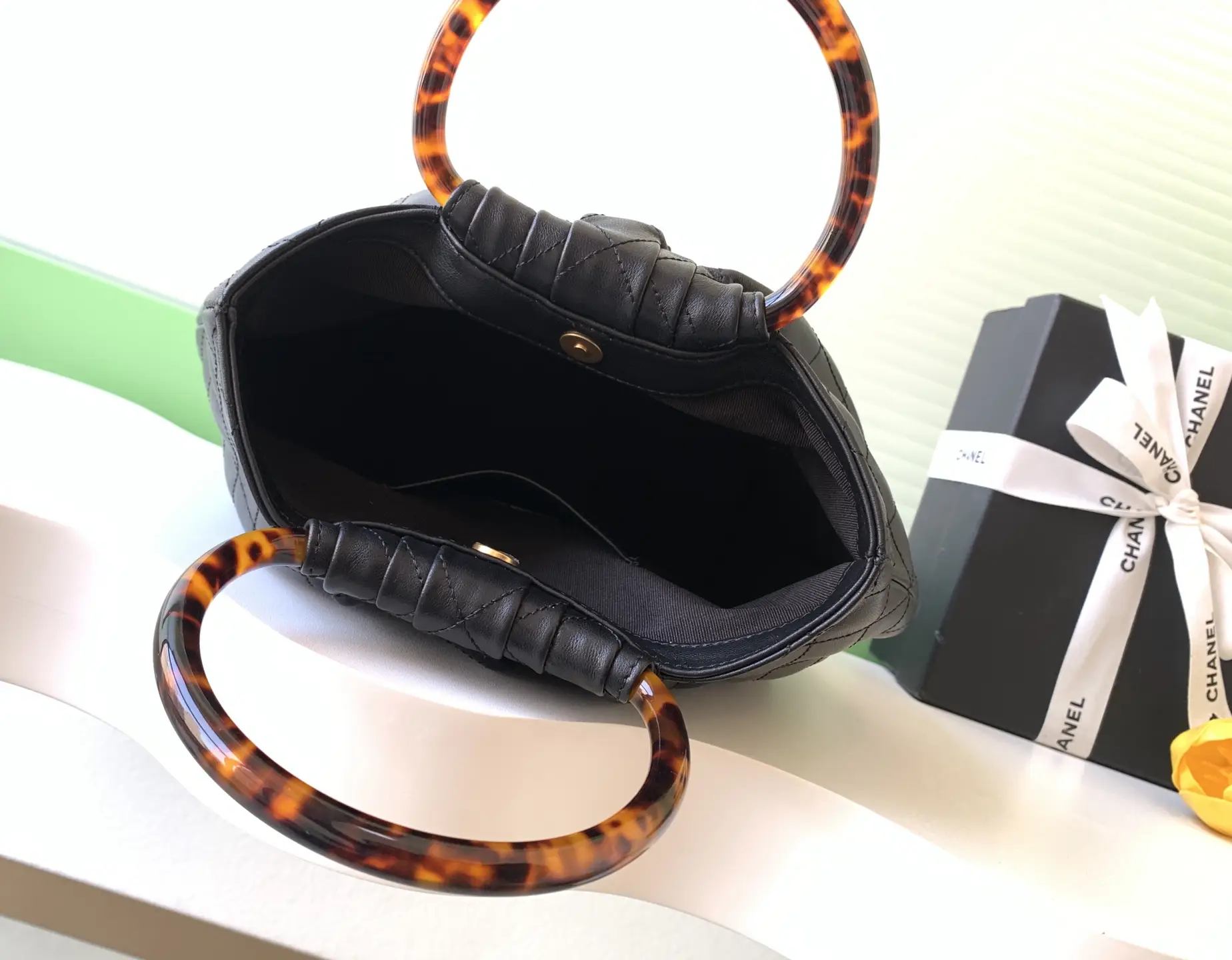 Chanel Tortoiseshell Handle Bag AS6010 Black