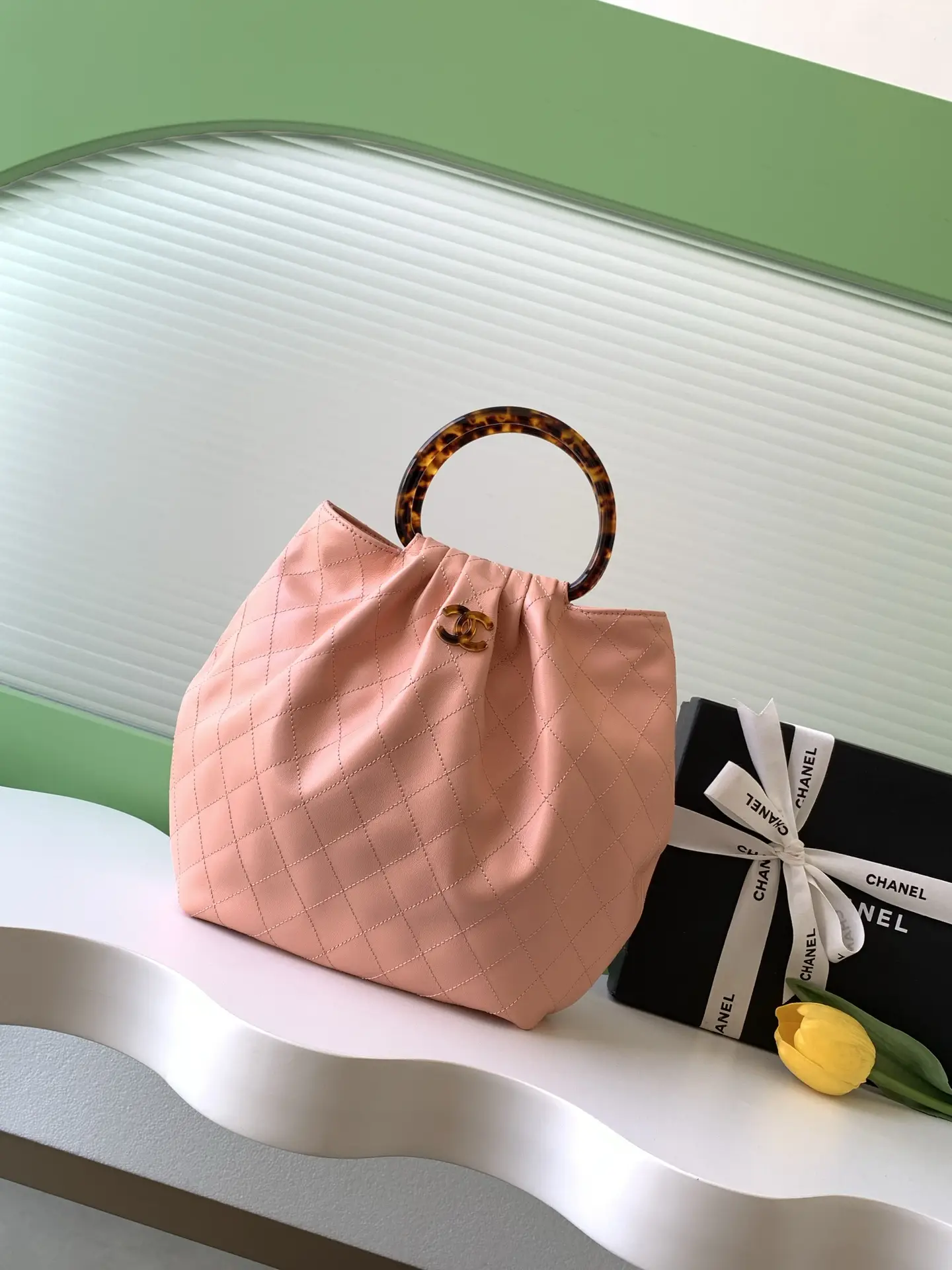 Chanel Tortoiseshell Handle Bag AS6010 Pink