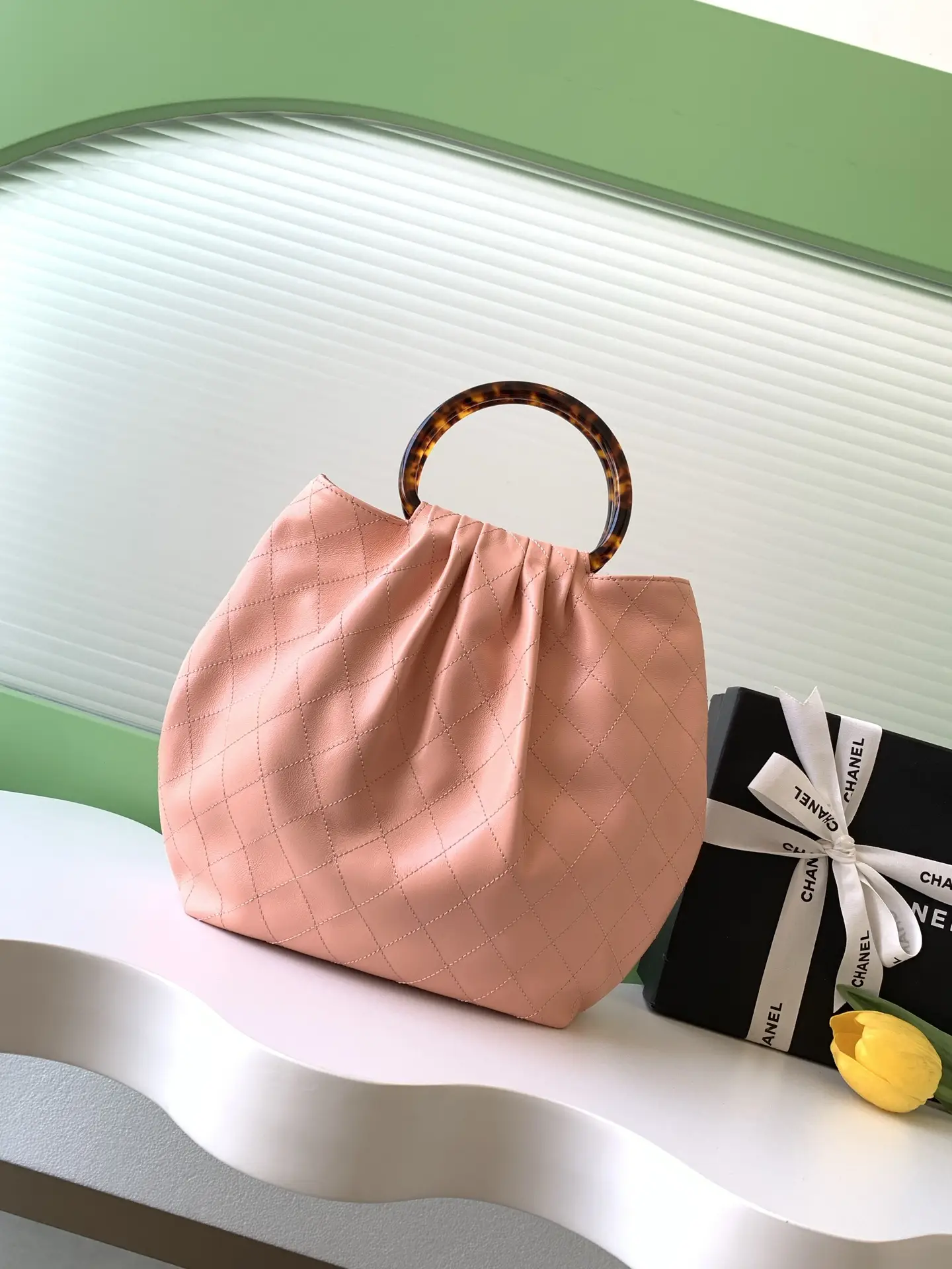 Chanel Tortoiseshell Handle Bag AS6010 Pink