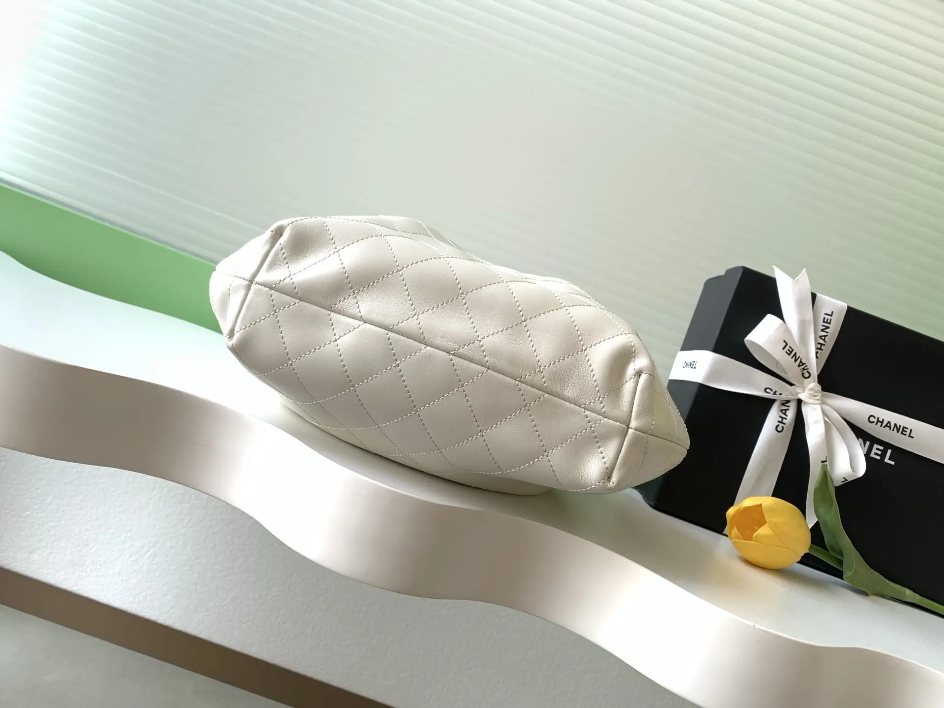 Chanel Tortoiseshell Handle Bag AS6010 White