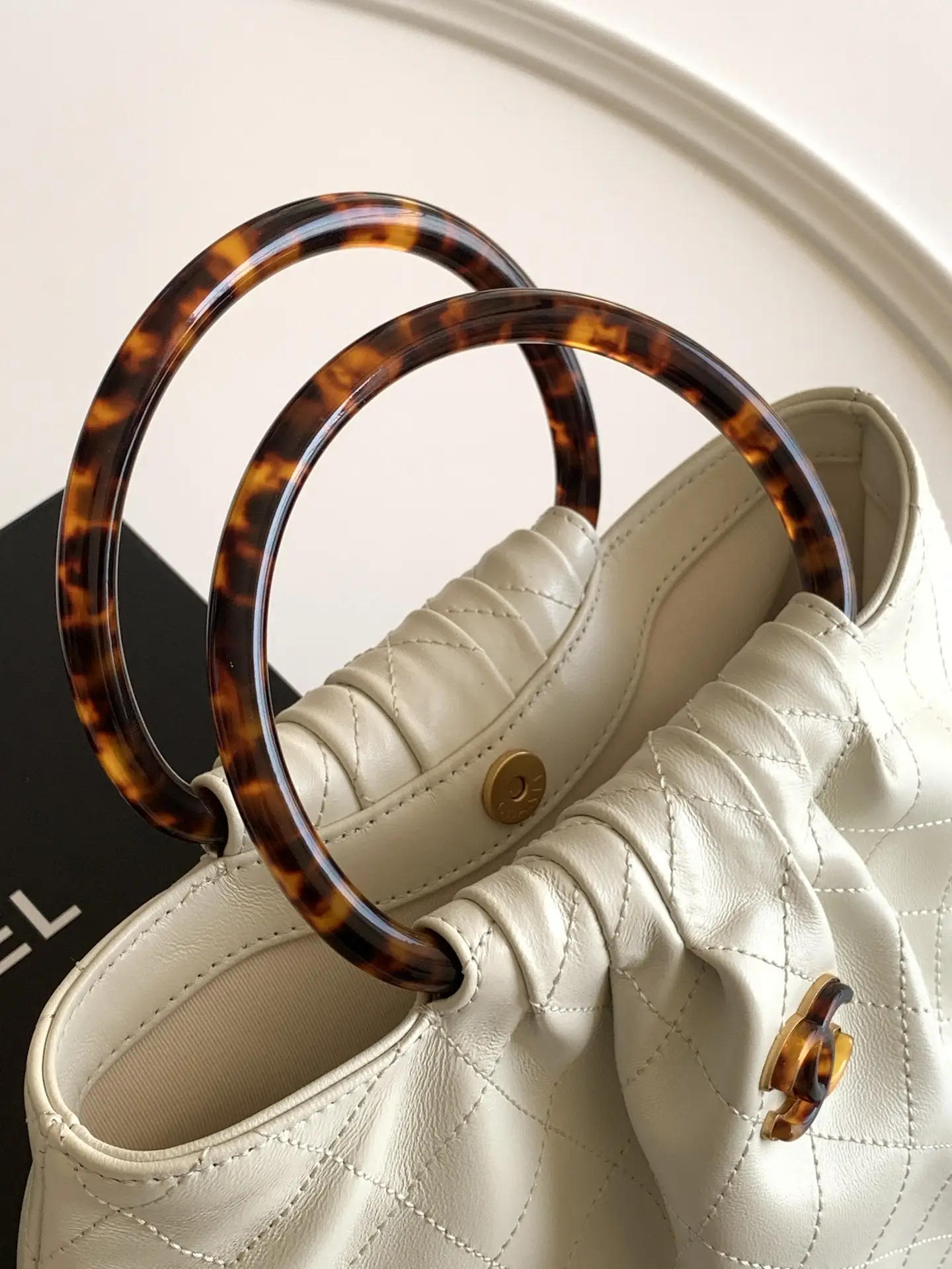 Chanel Tortoiseshell Handle Bag AS6010 White