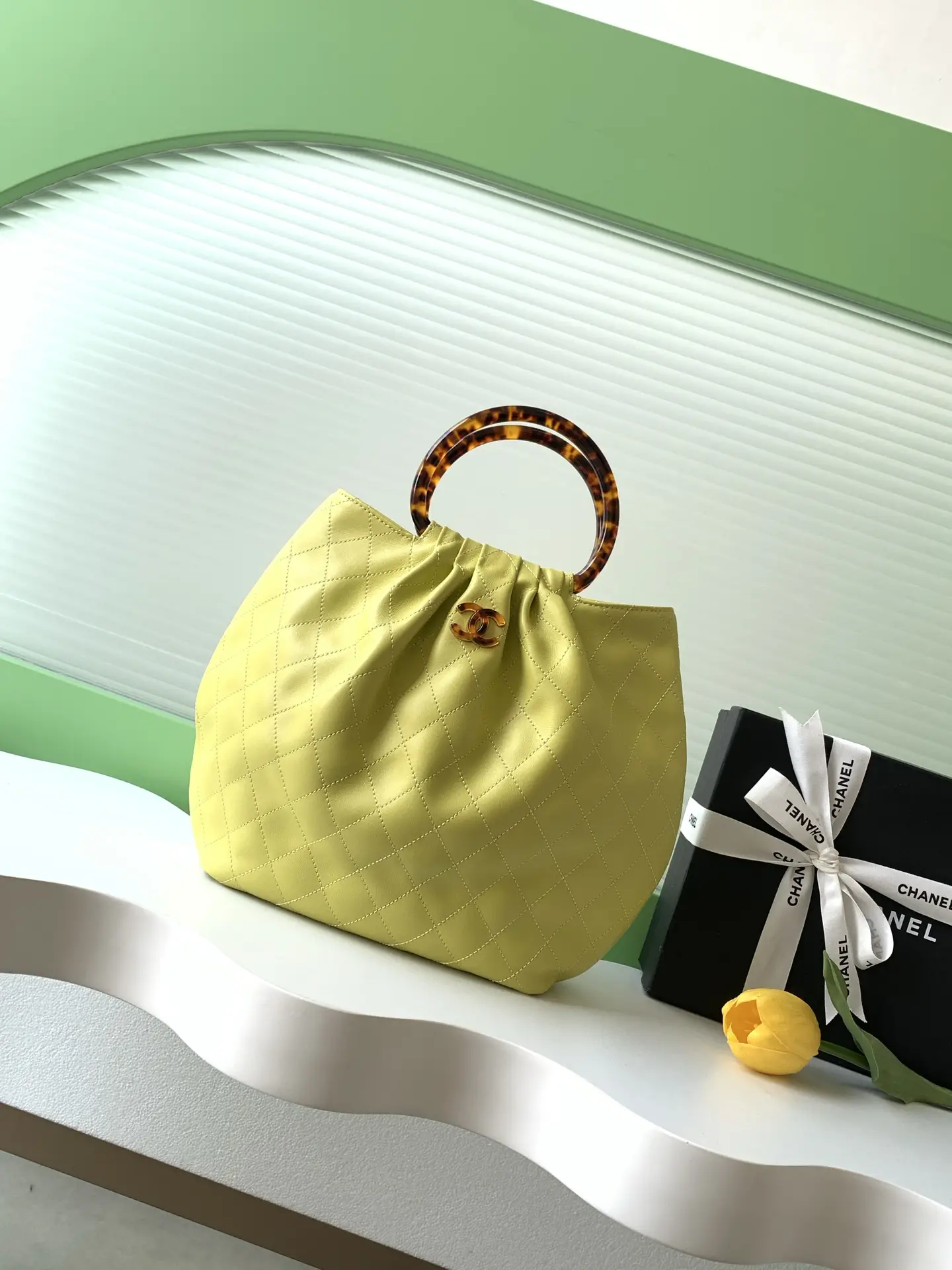 Chanel Tortoiseshell Handle Bag AS6010 Yellow