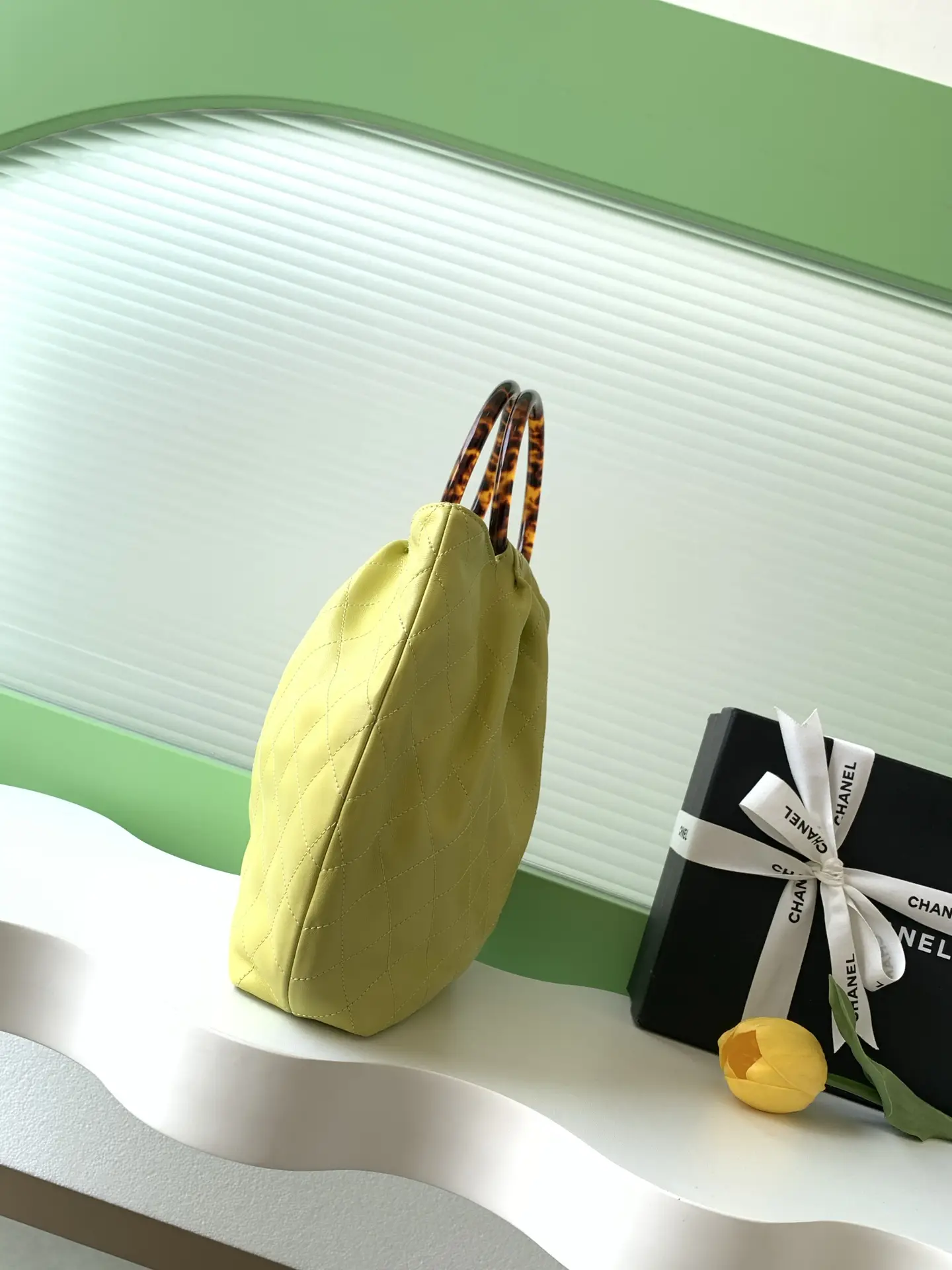 Chanel Tortoiseshell Handle Bag AS6010 Yellow