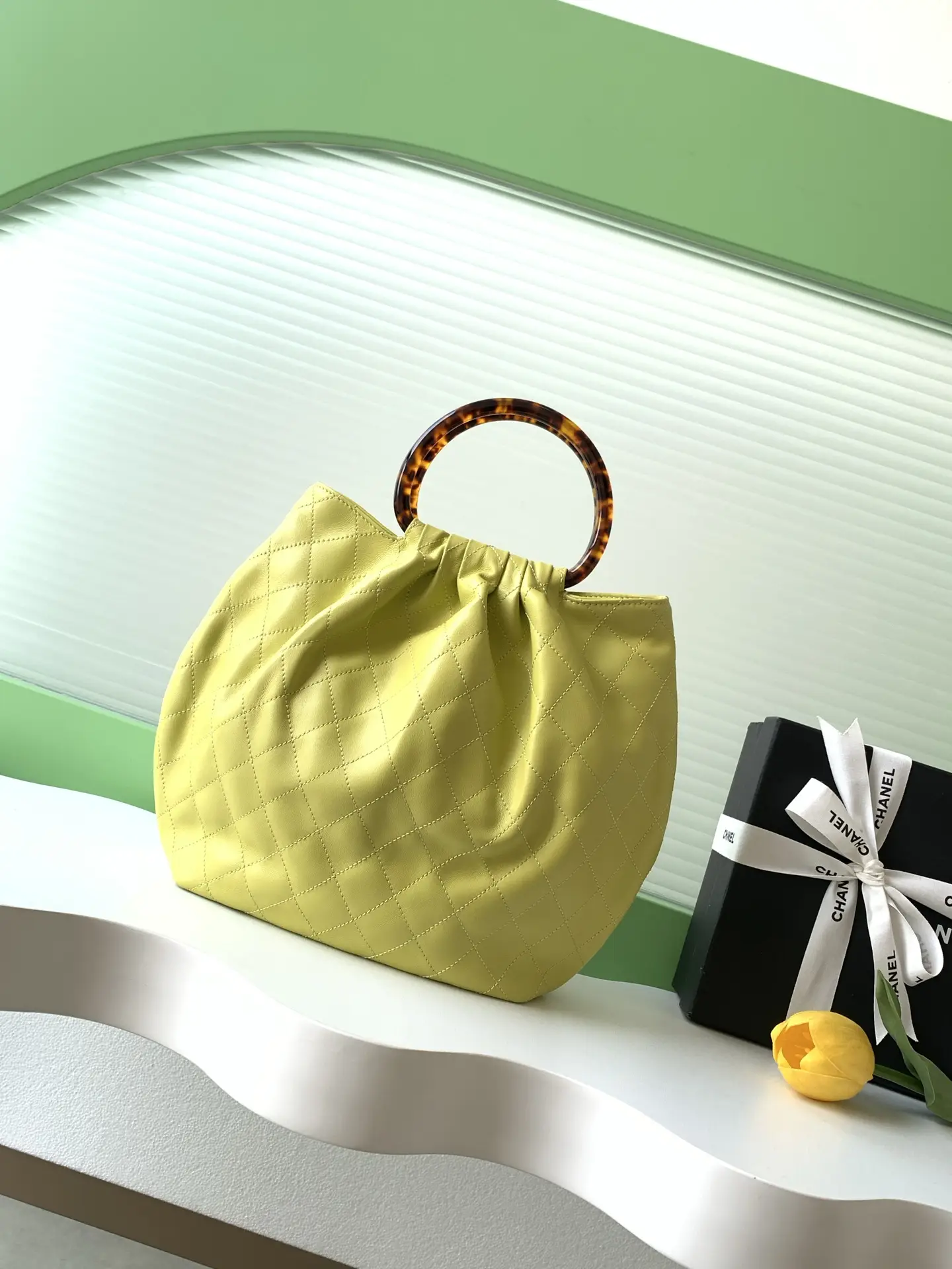 Chanel Tortoiseshell Handle Bag AS6010 Yellow