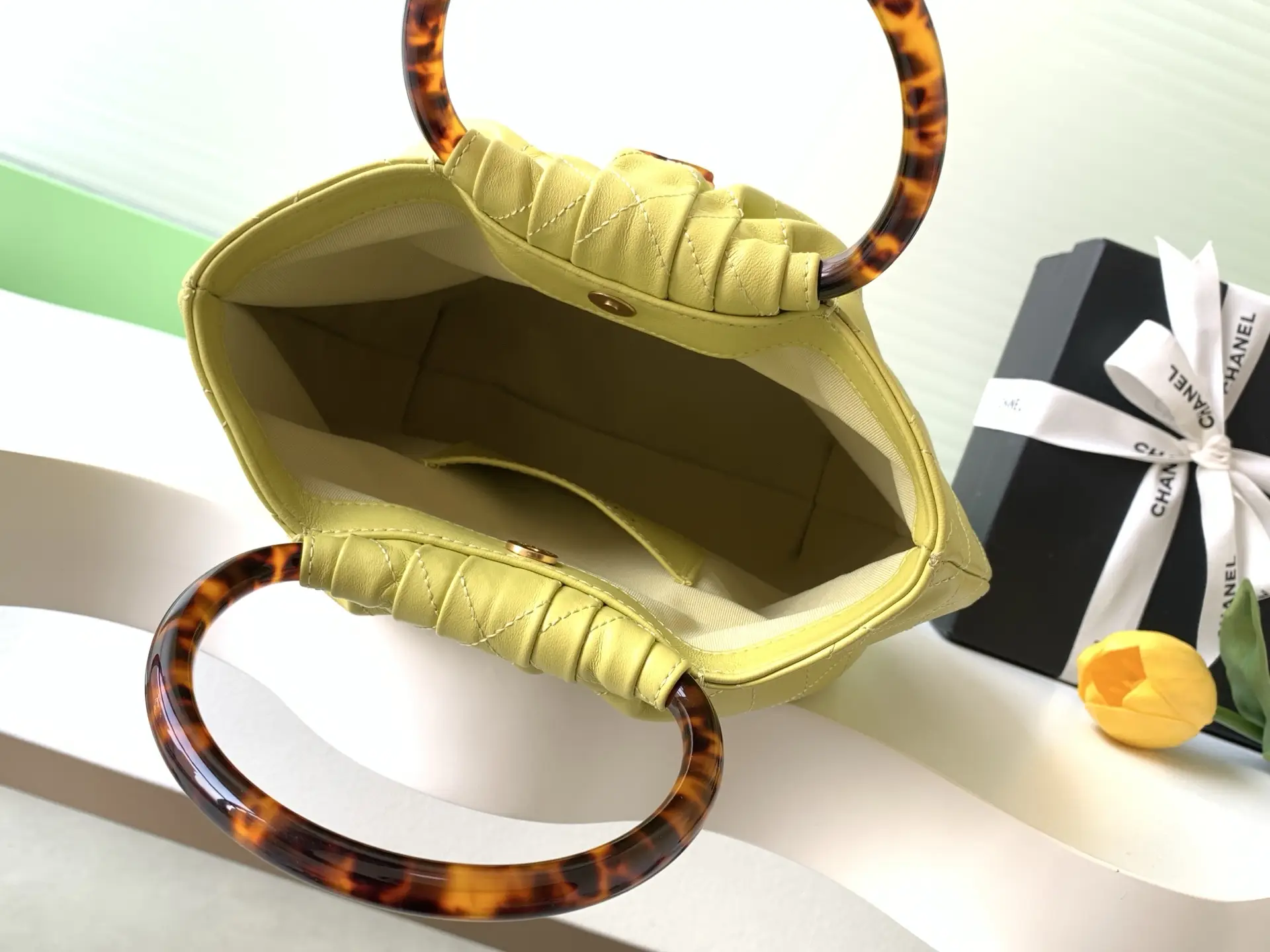 Chanel Tortoiseshell Handle Bag AS6010 Yellow