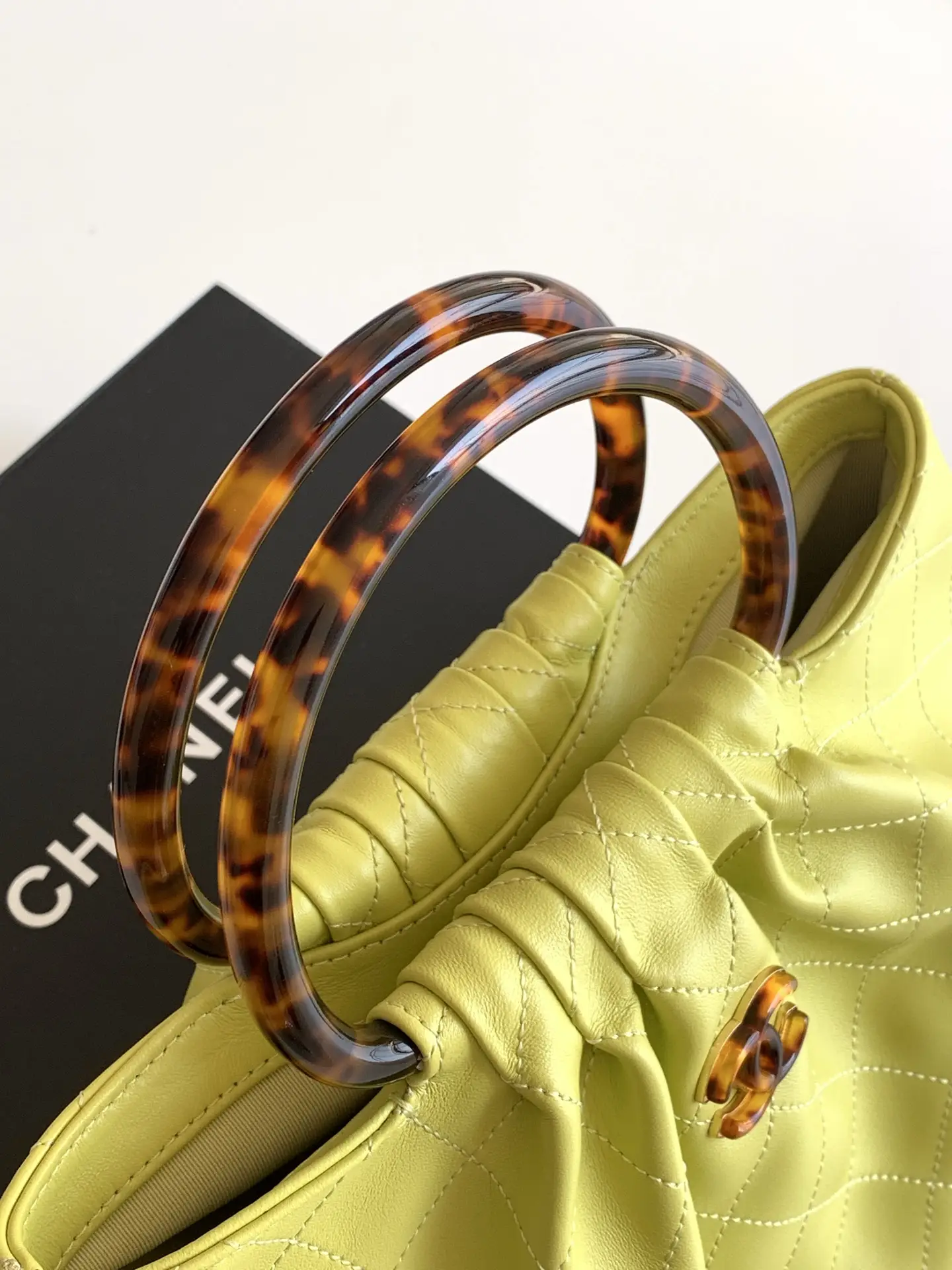 Chanel Tortoiseshell Handle Bag AS6010 Yellow