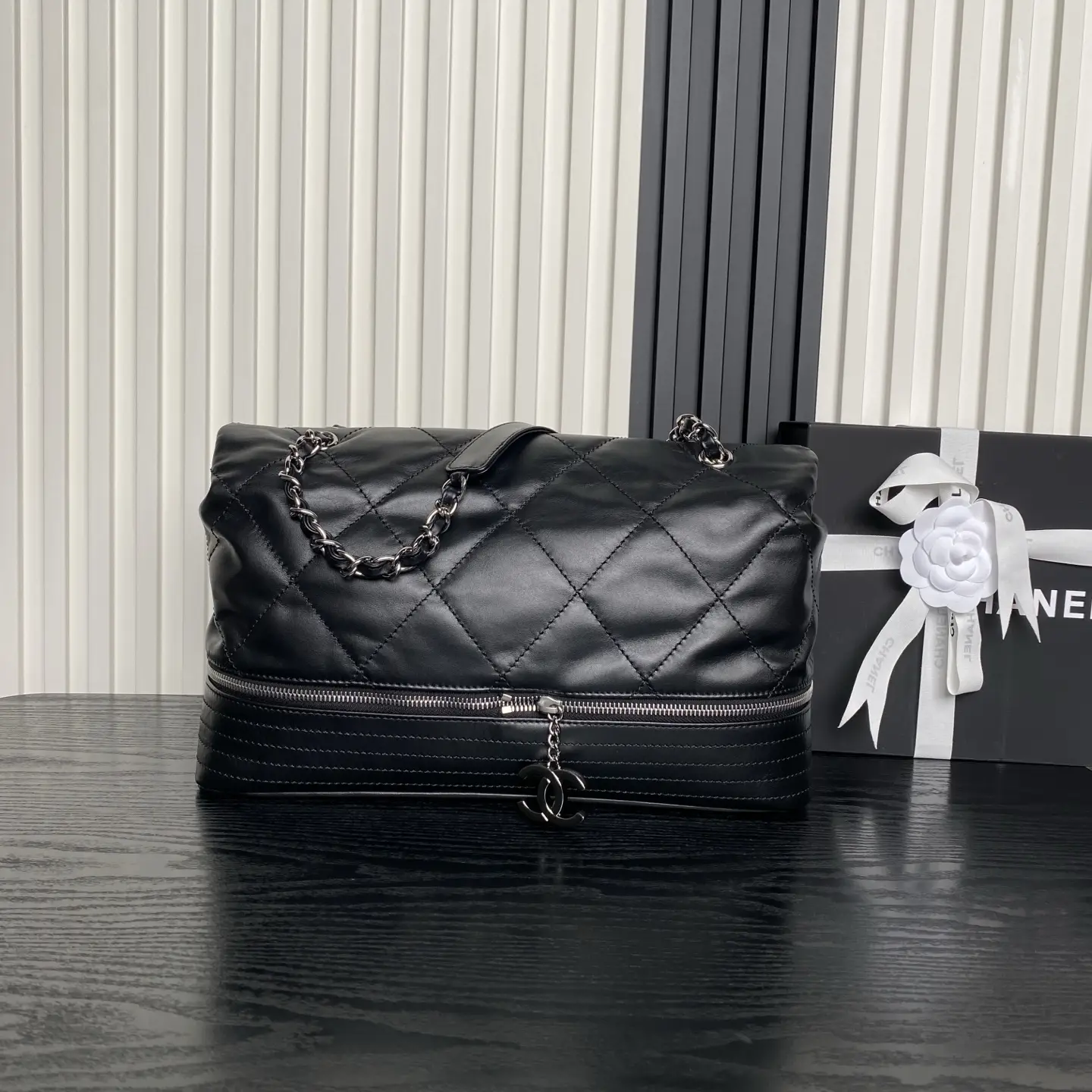 Chanel Vintage Large Tote Bag Black