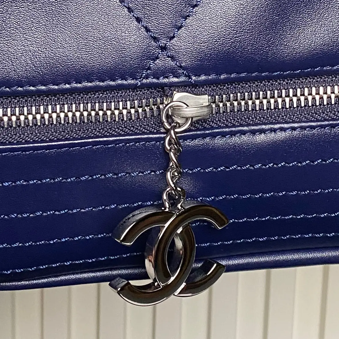 Chanel Vintage Large Tote Bag Dark Blue