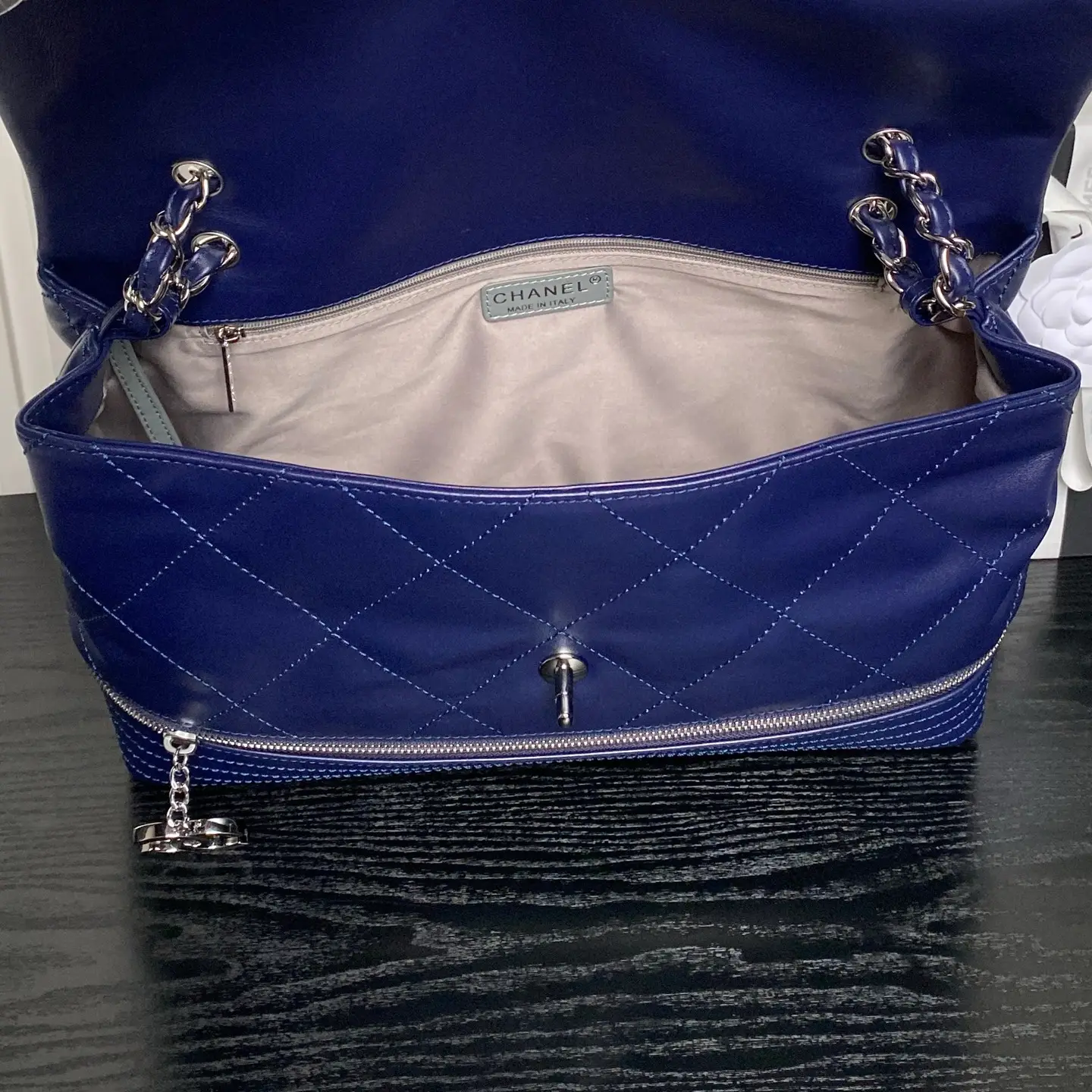 Chanel Vintage Large Tote Bag Dark Blue