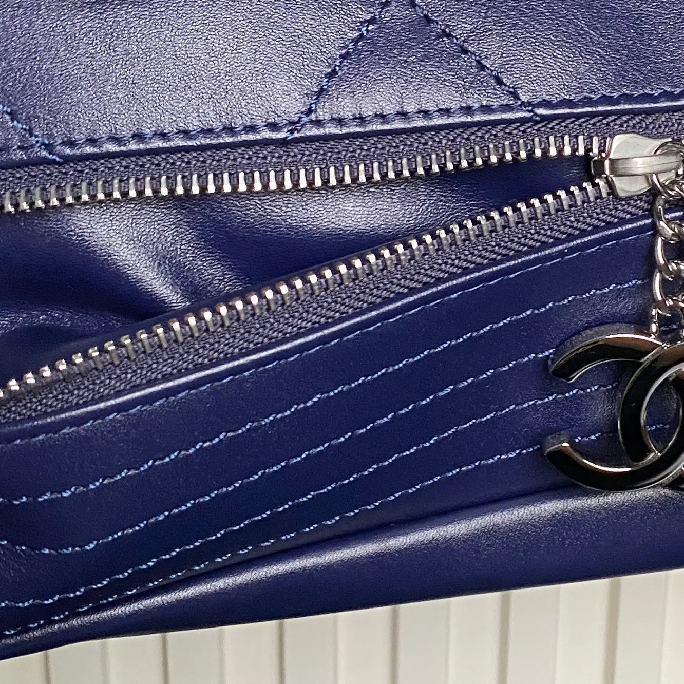 Chanel Vintage Large Tote Bag Dark Blue