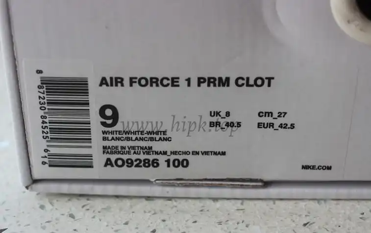 God Nike Air Force 1 PRM CLOT White White White AO9286 ready to ship