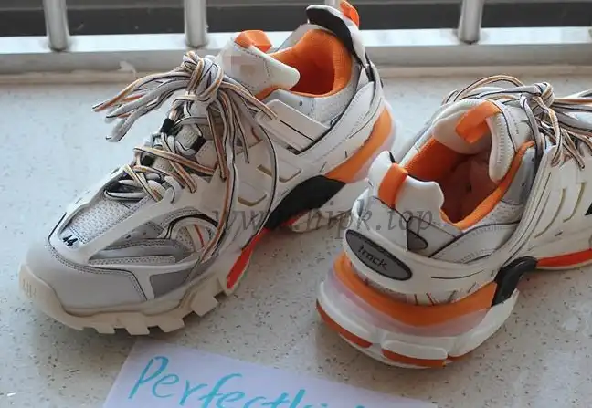 PK God exclusive Balencia Paris Track SneakersWhite Orange best version ready to ship